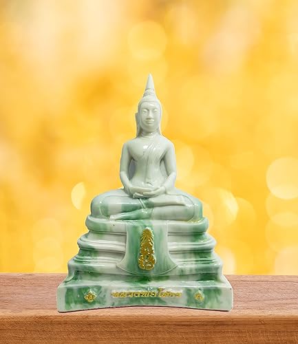 Miniatura 7 de BUDDHO Estatua de Buda Sothorn de mármol blanco de 6 pulgadas de alto. Estatua de Buda tailandés sentada para decoración del hogar, decoración