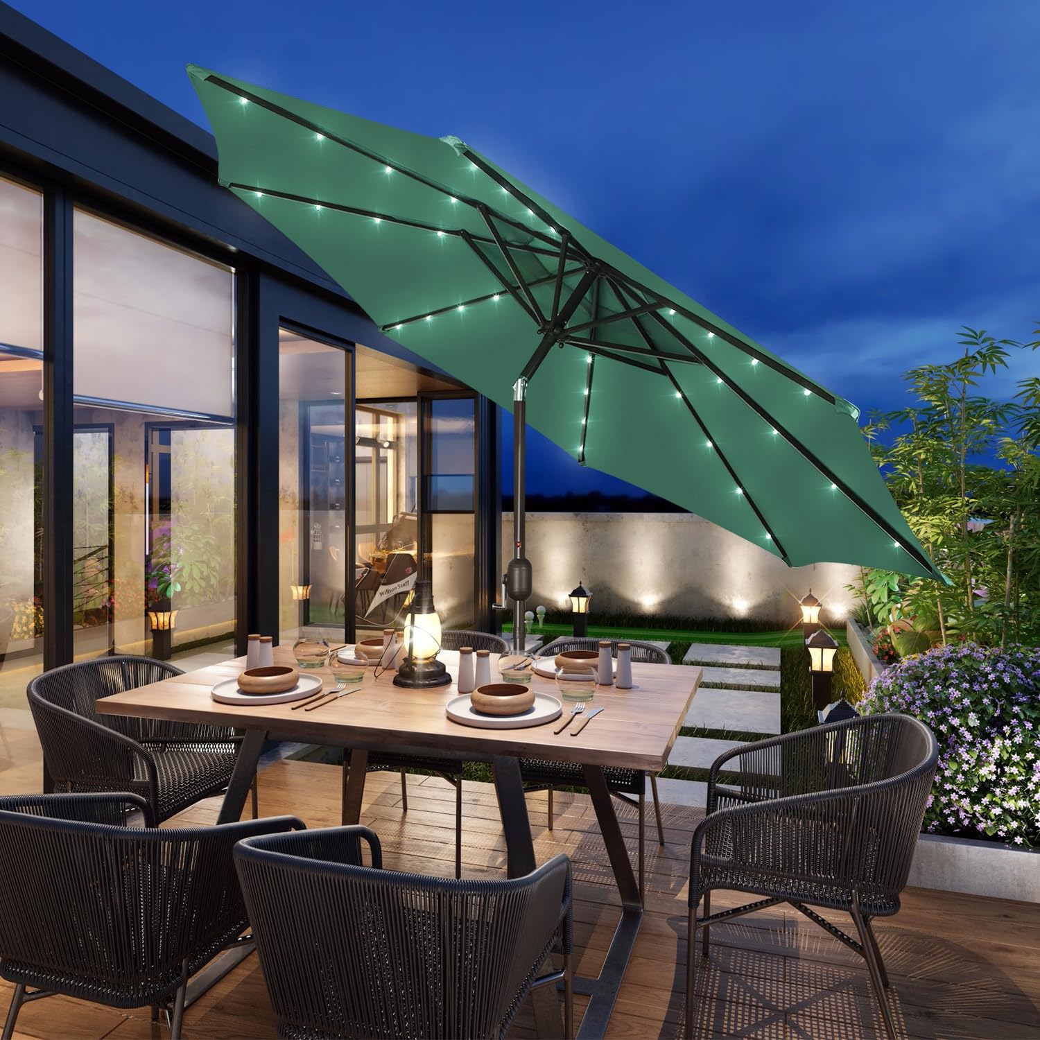 blissun 9' patio umbrella Amazon.com : Blissun 9 ft Solar Umbrella, Patio Umbrella with 32 LED  Lights, Outdoor Table Market Umbrella for Garden, Deck, Backyard (Seaglass)  : Patio, Lawn & Garden