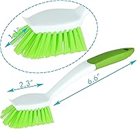 Vista 2 de PHYEX Paquete de 2 cepillos de cocina verde para limpiar platos, ollas, fregadero y baño con mango largo cómodo