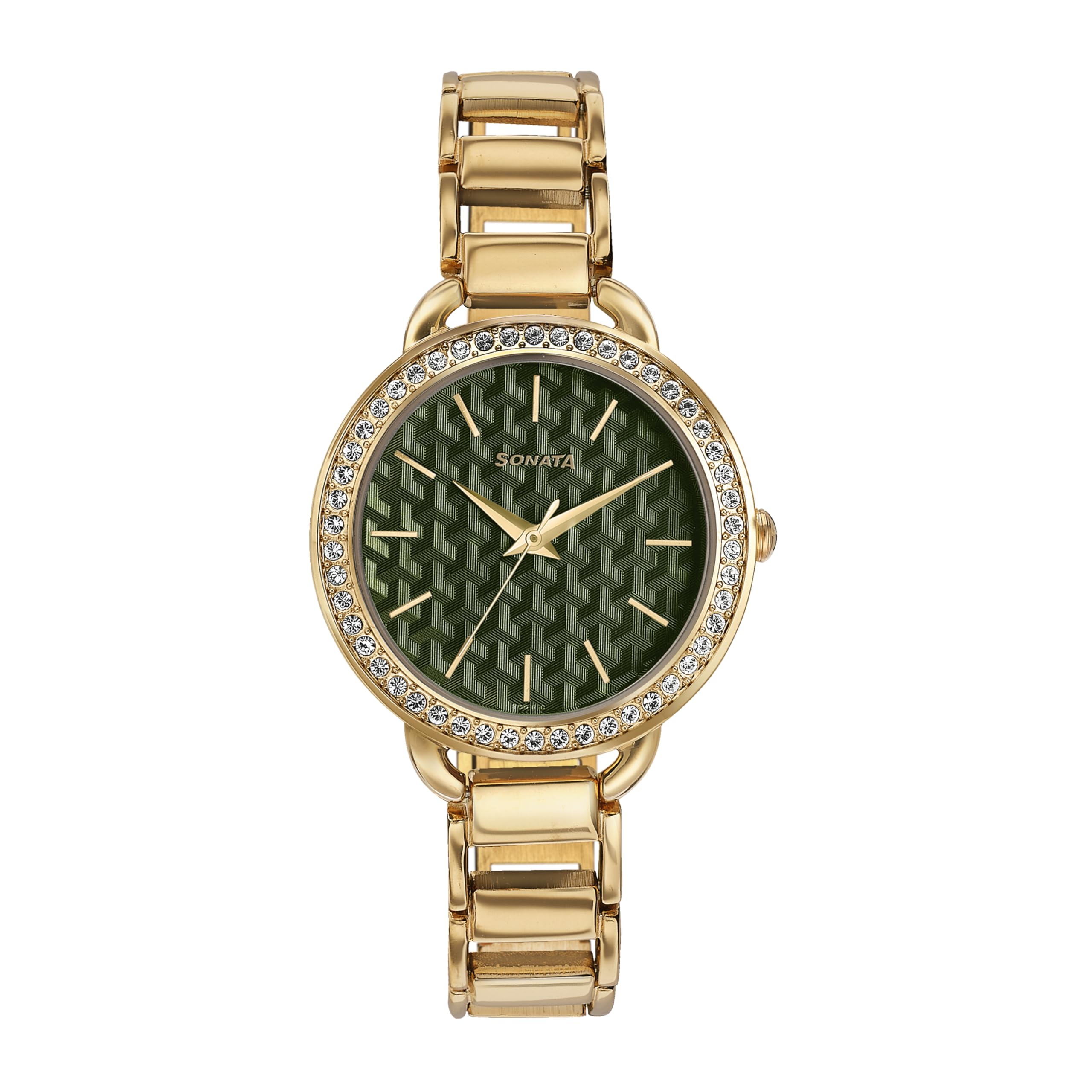 Sonata Wedding Bling Quartz Analog Green Dial Rose Gold Metal Strap Watch for Women-87052WM03 (B0D586RMCC) Amazon Price History, Amazon Price Tracker