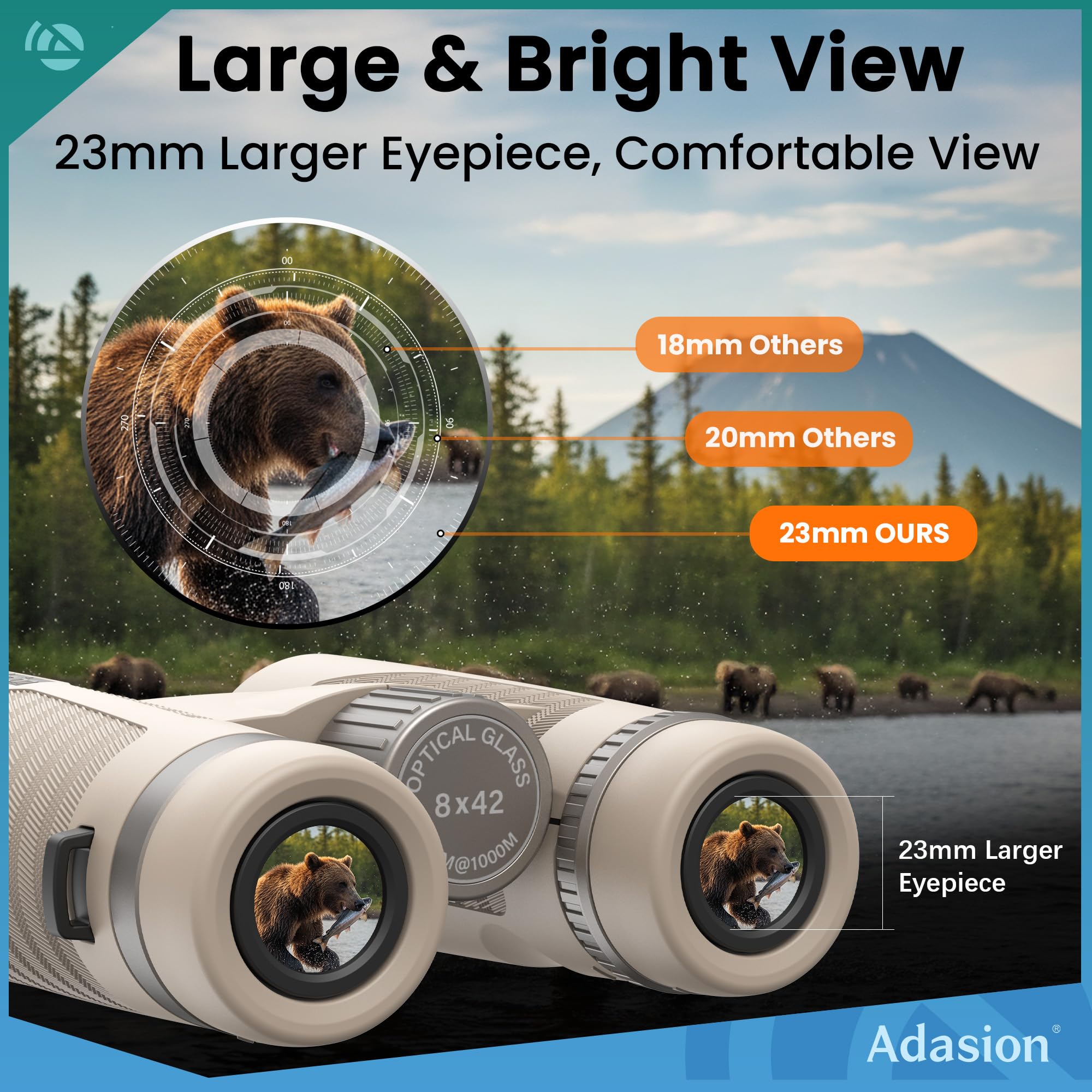 Binocolo HD 8 x 42 per adulti ad alta potenza con adattatore per telefono e treppiede, prisma BAK4 super luminoso, binocolo impermeabile per birdwatching, caccia, escursionismo,