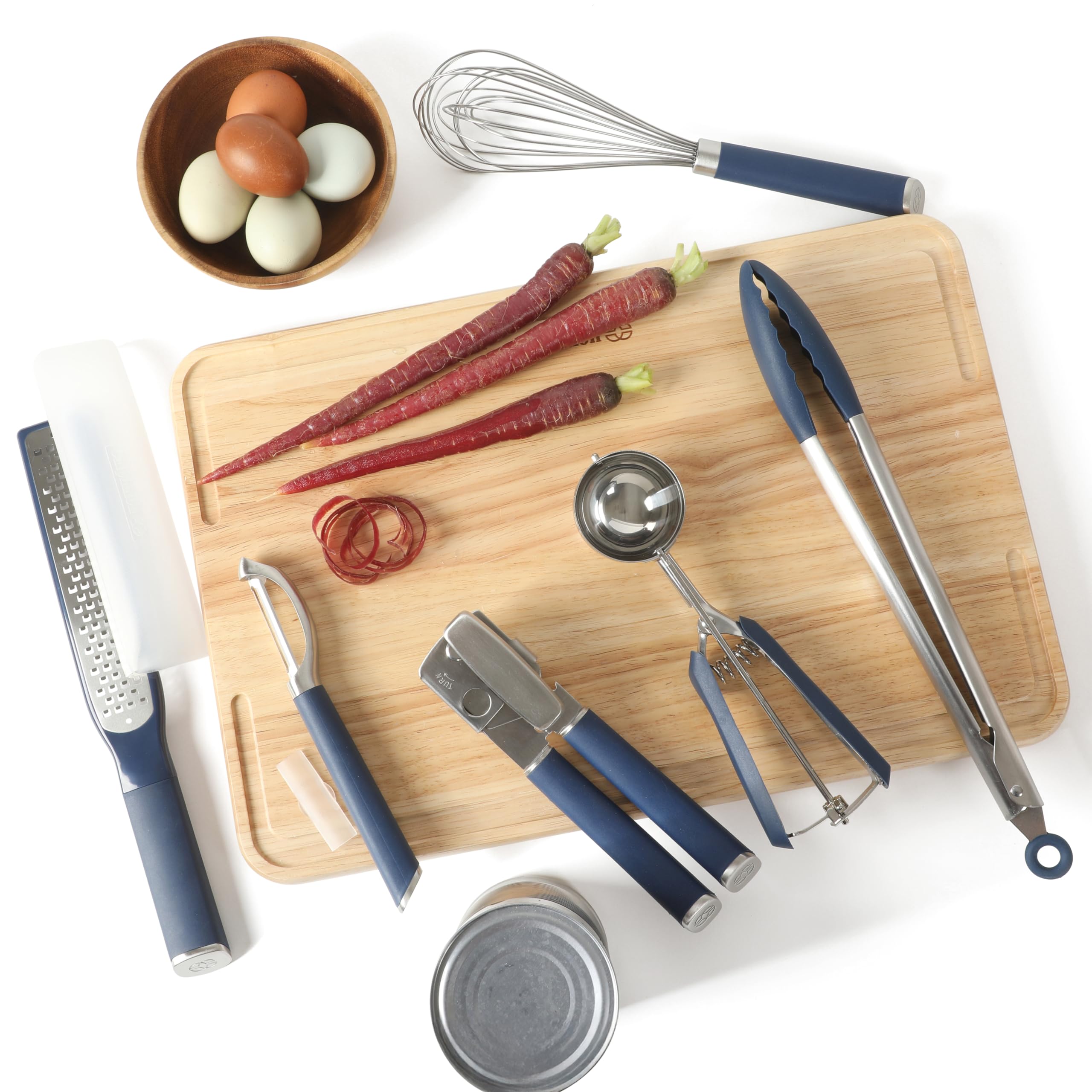 Calphalon Edge Küchenhelfer und Küchenhelfer-Set, Edelstahl, Marineblau, 6-teilig