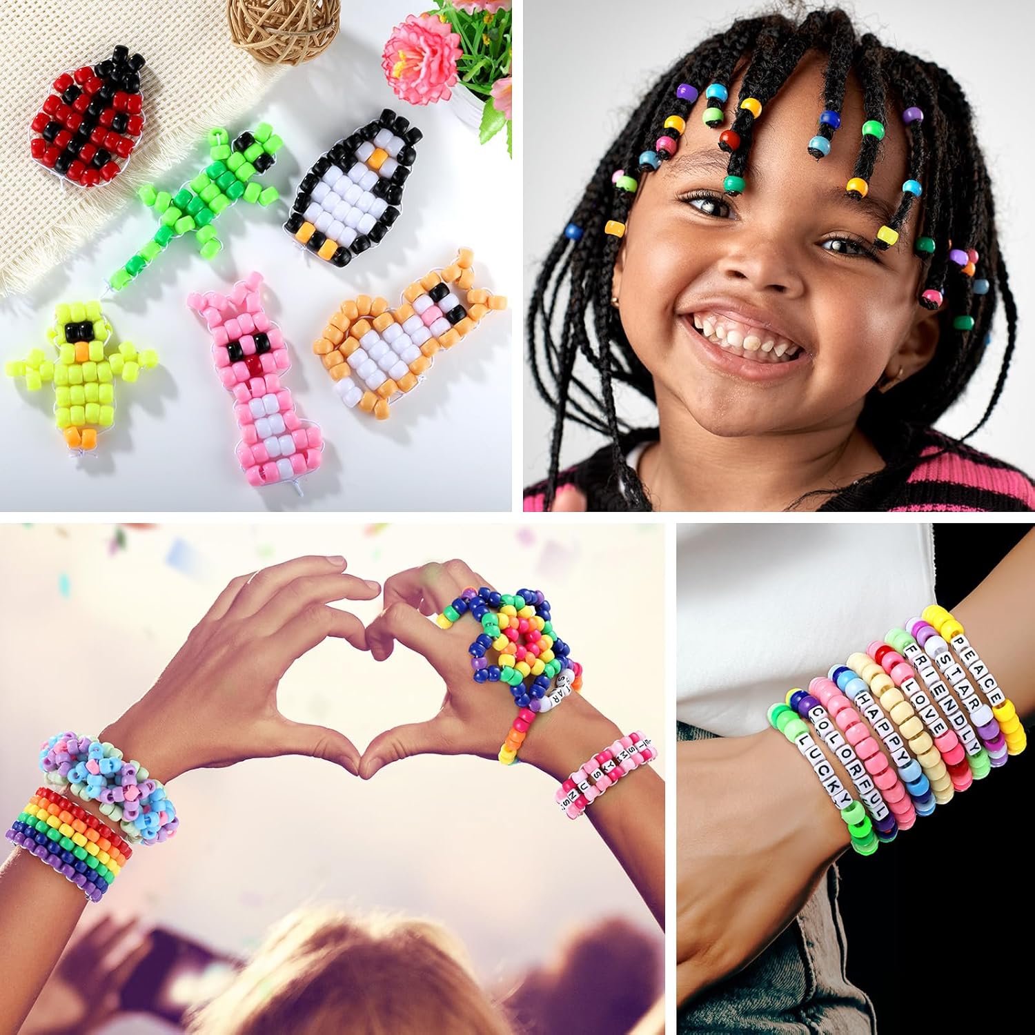 Zefy Pony Beads for Bracelets and Crafts, 32 Colors Kandi Beads with 10 Kandi Cuff Designs and 6 Bead Pets Designs, Friendship Bracelet Kit with Letter Bead for Keychain Jewelry Making (2000+ Pcs) - Image 4