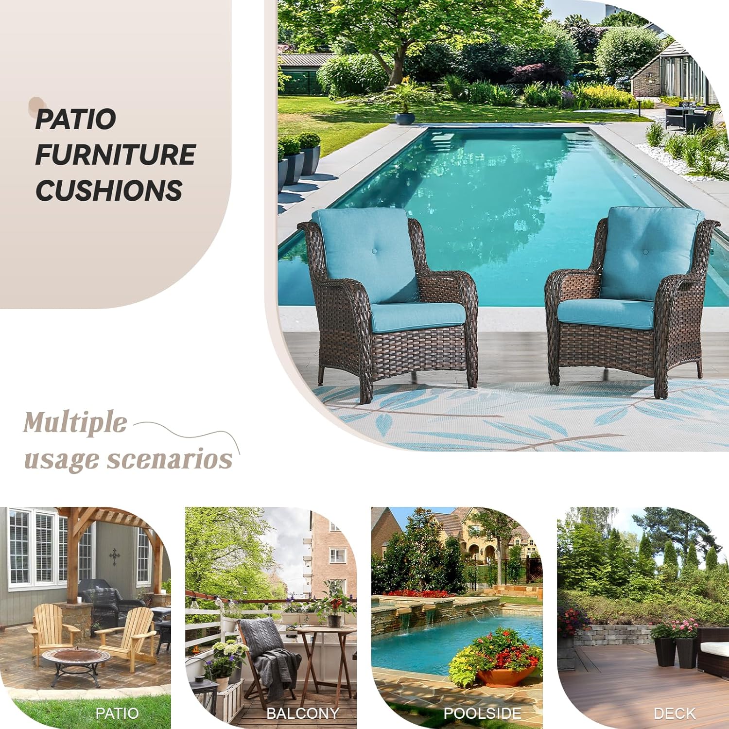Outdoor Cushion Set for Furniture patio furniture,UV Resistant,Waterproof outdoor cushion set - 6 Inch thick foam garden cushions– 24x24 Inch Patio Seat Covers for Chair/Sofa/Couch | Red | 8-pack |