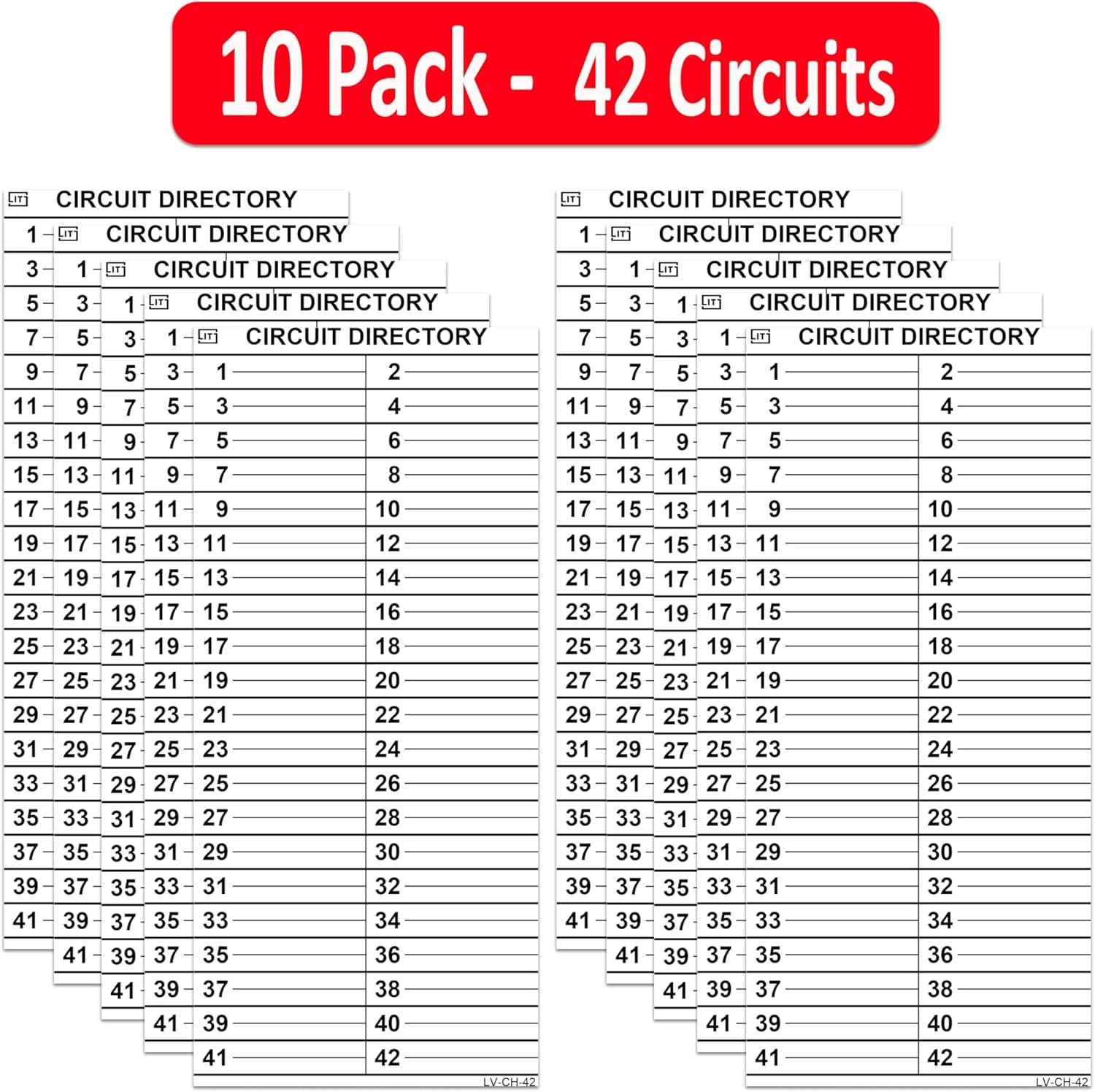10 Pack 42 Circuits Replacement for Cutler Hammer Eaton Electrical Circuit Breaker Fuse Panel Directory Labels Stickers Decals CKTDIR Vinyl Waterproof