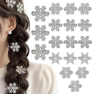 18PCS Snowflake Hair Clips, 6 Styles Rhinestone Snowflake Hair Barrettes...