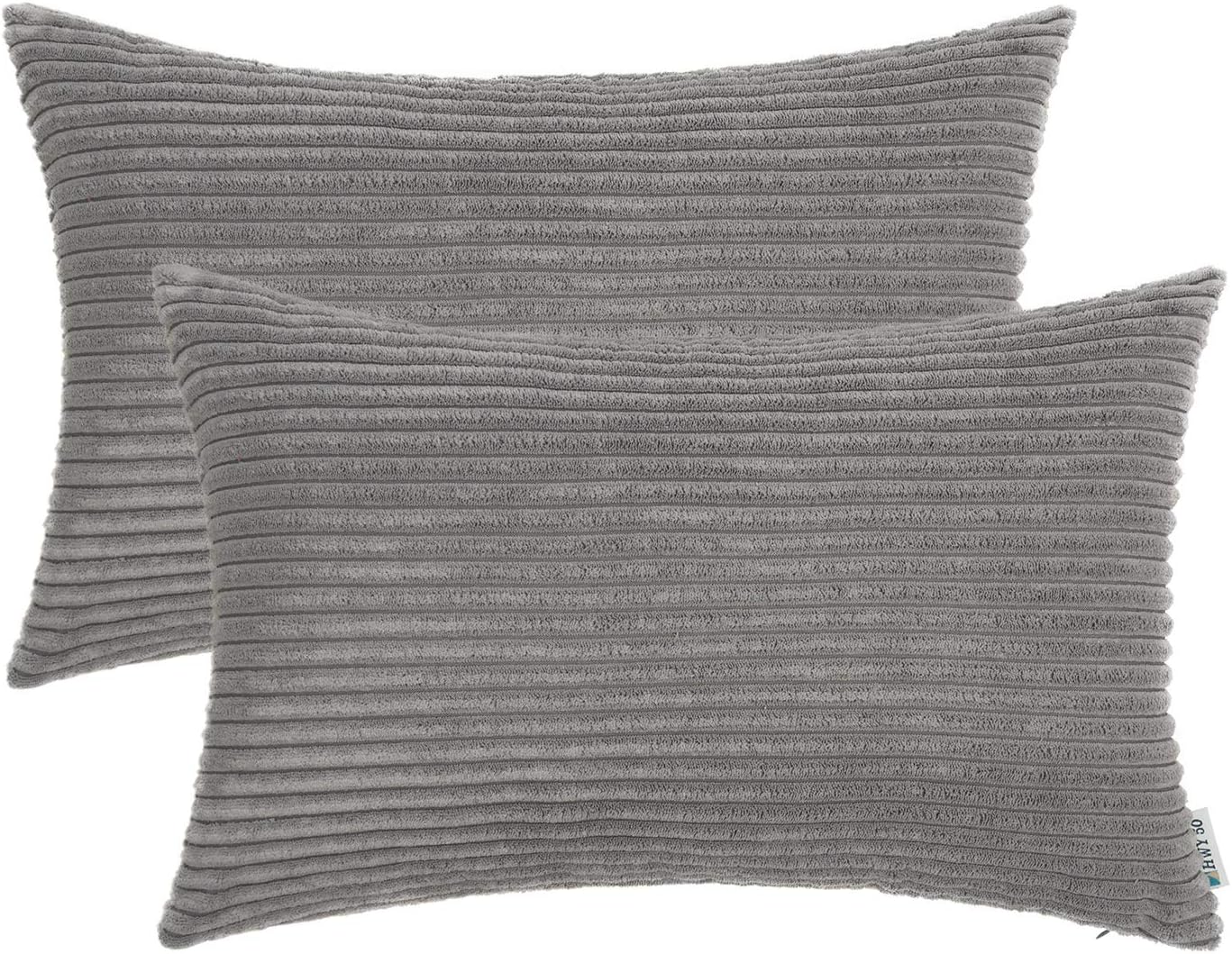 Amazon.com: HWY 50 Gray Grey Corduroy Throw Pillow Covers 12x20 Inch ...