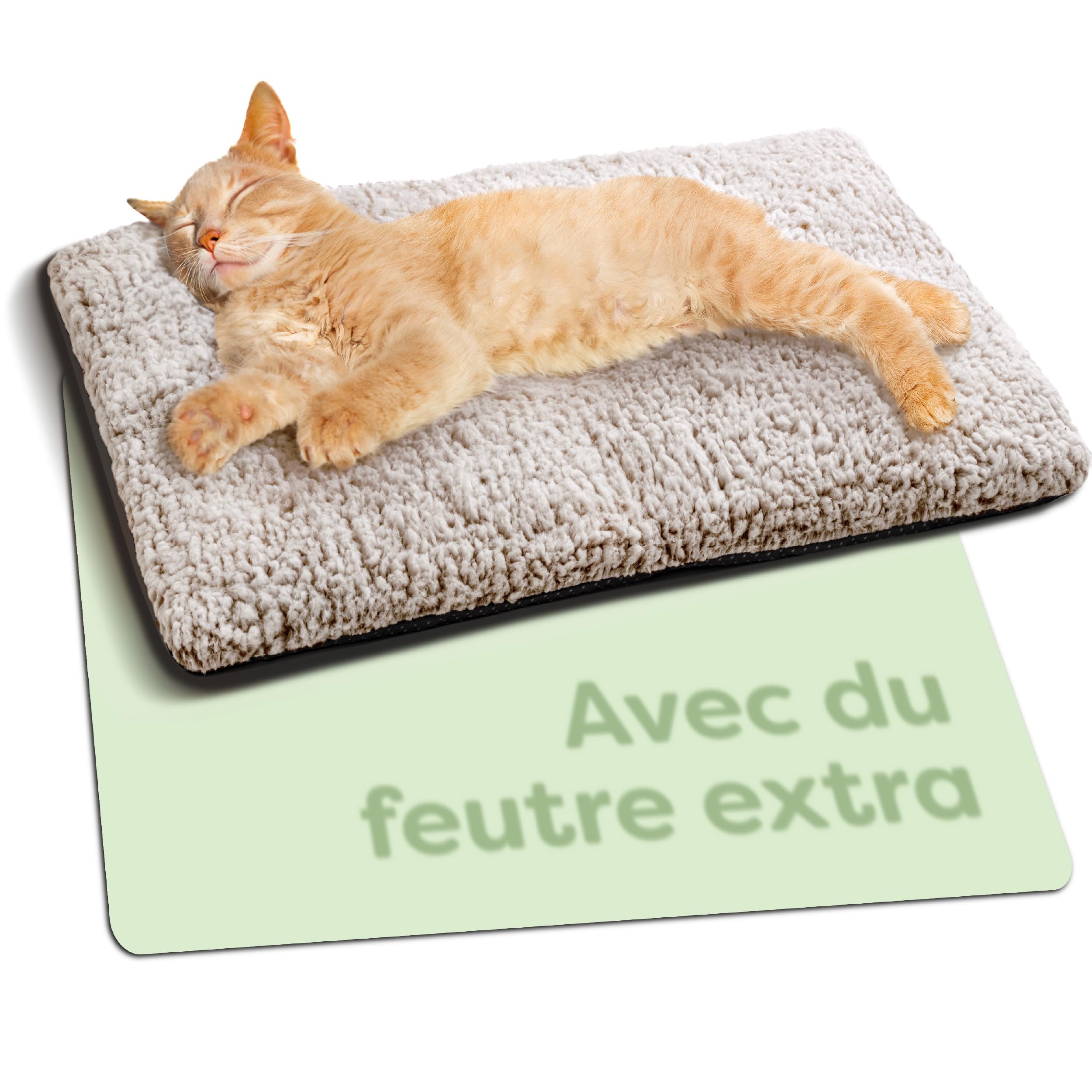 Knupis Coussin Chauffant Chat & Chiens - Couverture Chat 60x45cm- Couvertures pour Chats Auto-Chauffante sans Électricité - Housse Lavable - avec Dessous Non-Glissant (Marron)