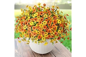 Fall Outdoor Artificial Flowers - 12 Bundles of Lifelike Daisy Greenery In...