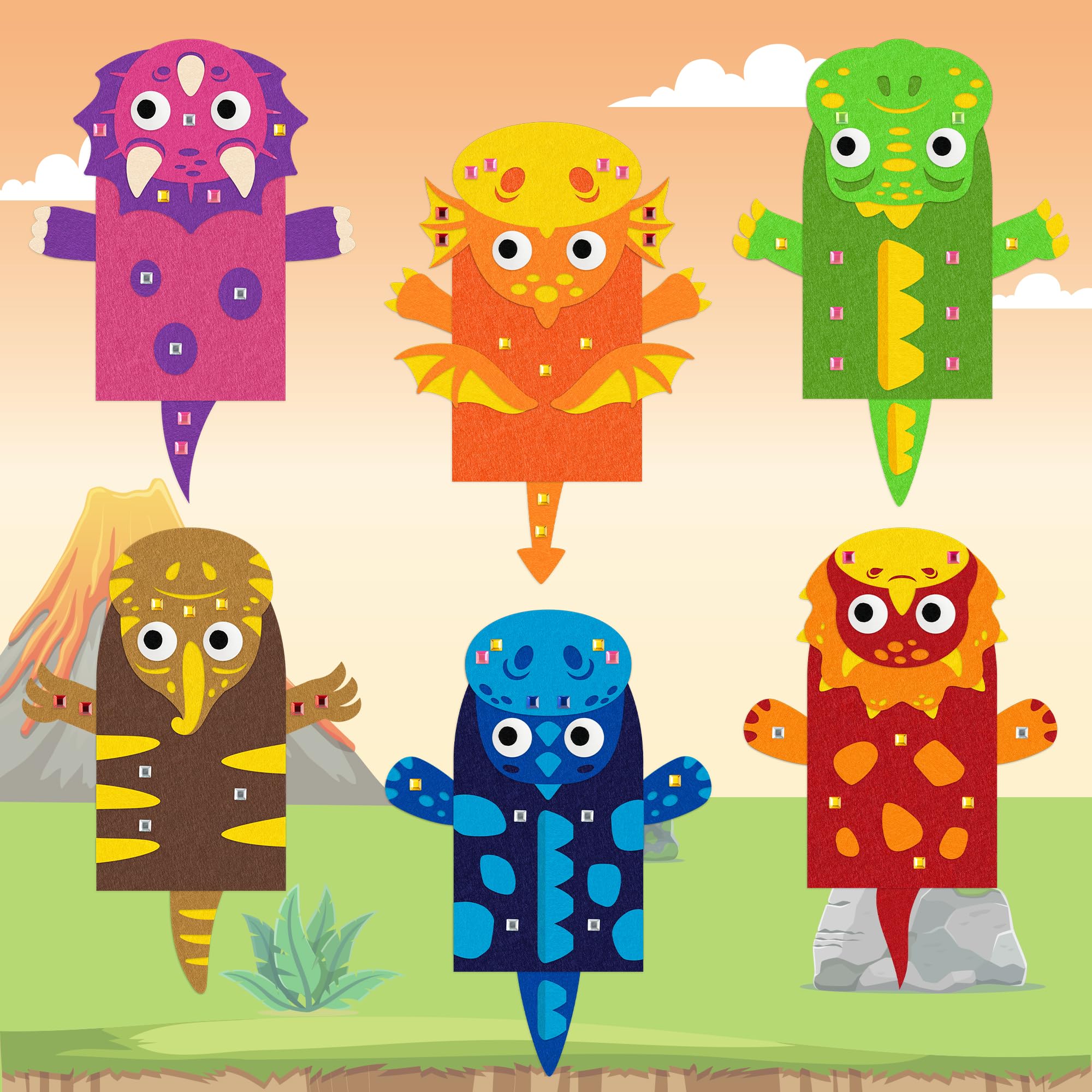 WATINC 6Pcs Hand Puppet Making Kit, Art Craft Felt Sock Puppet Toys - Image 4