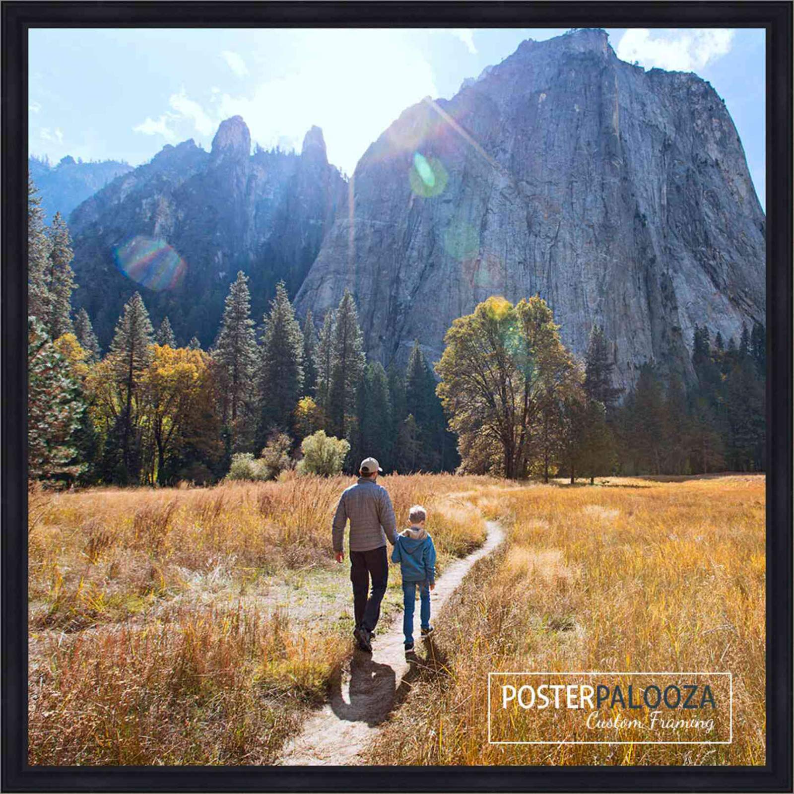 Poster Palooza 22x22 Contemporary Black Wood Picture Square Frame - Picture Frame Includes UV Acrylic, Foam Board Backing, & Hanging Hardware!