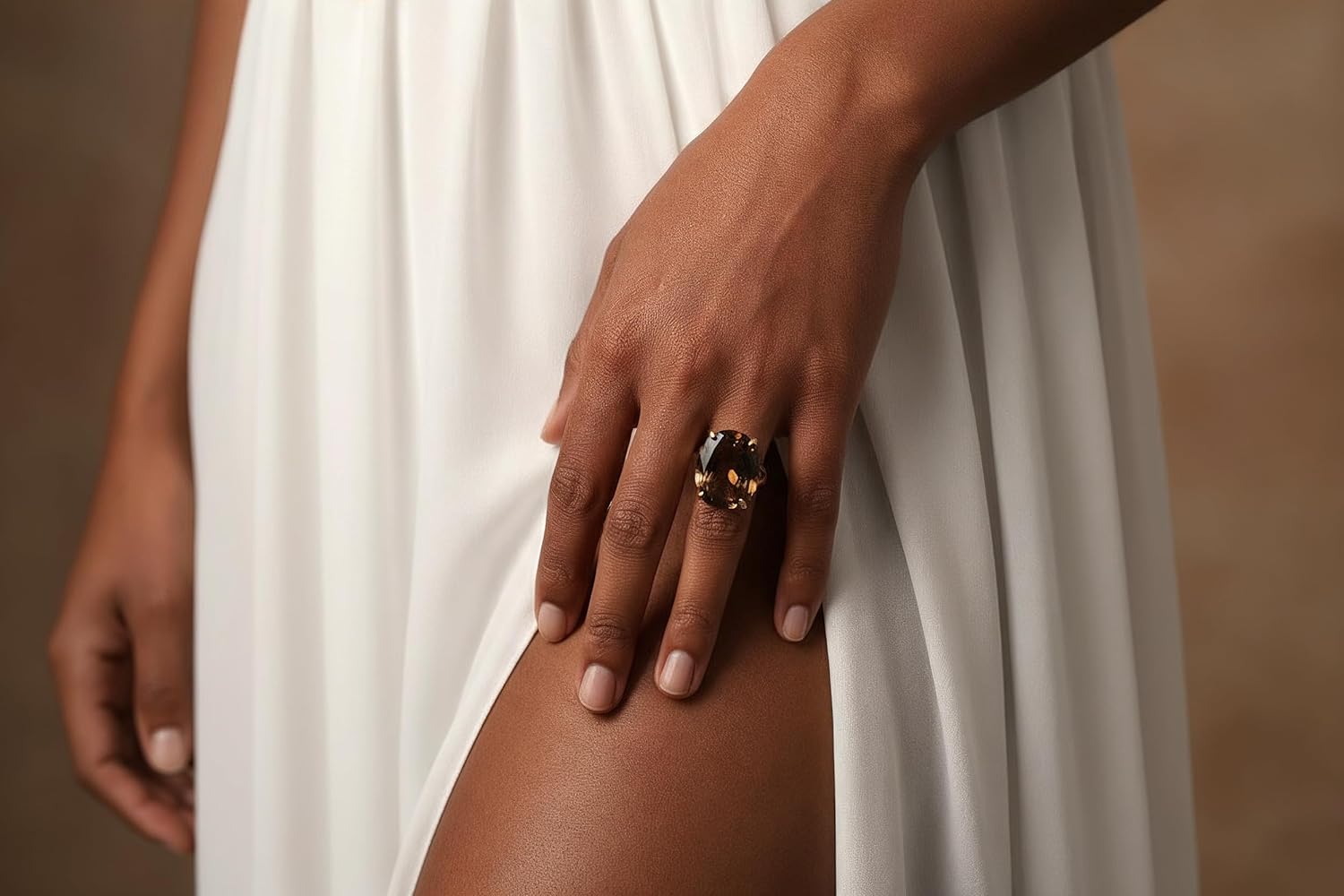 Natural Smoky Quartz Jewelry Ring in 14K Gold - Elegant Cocktail Rings for Women - Handmade Jewelry - Birthdays, Weddings, Graduation, Anniversary for Her
