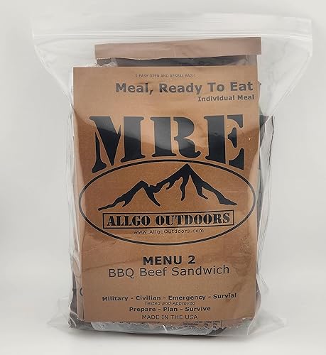 Allgo Outdoors Military Spec MRE Meals Listo para comer BBQ Beef Sandwich - Menú 2