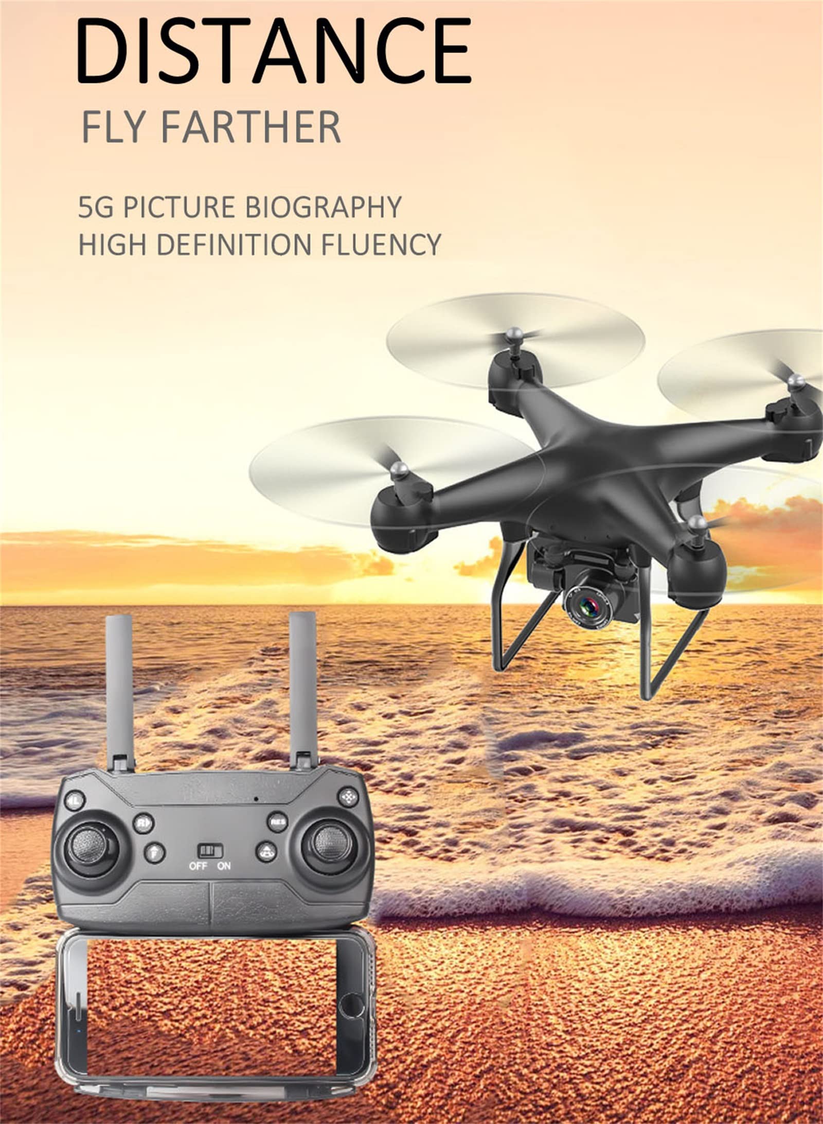 Drone, fotografia lotnicza 4K HD UAV, quadkopter UAV, odleg艂o艣膰 zdalnego sterowania 120M, wyposa偶ona w kamer臋 przeciwwstrz膮sow膮 ESC, obs艂uguje fotografi臋 lotnicz膮 podczas lotu morskie