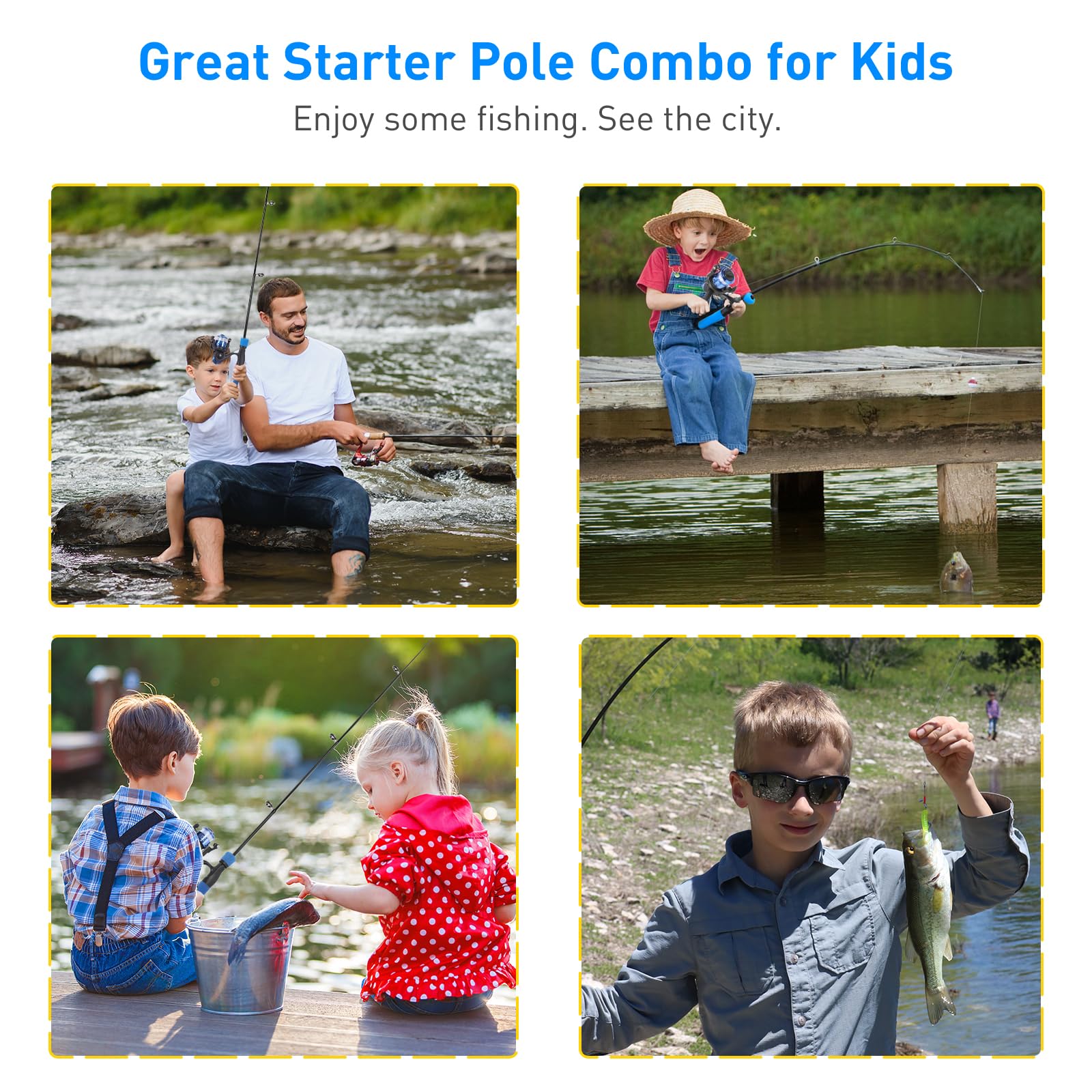 Canne à pêche pour Enfants, 1.5M Combo télescopique Canne et Moulinet pour débutants avec Moulinet Spincast,Cadeaux d’équipement de pêche pour garçons, Filles, Tout-Petits