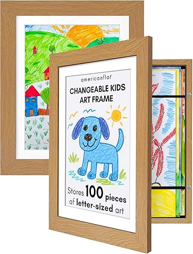 Americanflat Portarretratos de roble de 10" x 12.5" para obra de arte, exhibe 8.5" x 11" con paspartú y 10" x 12.5" sin paspartú, madera compuesta