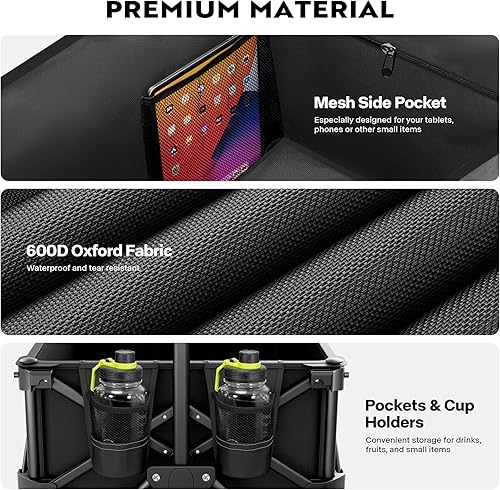 Miniatura 7 de VIVOHOME Carrito de jardín de acero de malla de alta resistencia de 880 libras con lados y ruedas extraíbles (verde) y mejorado de alta resistencia