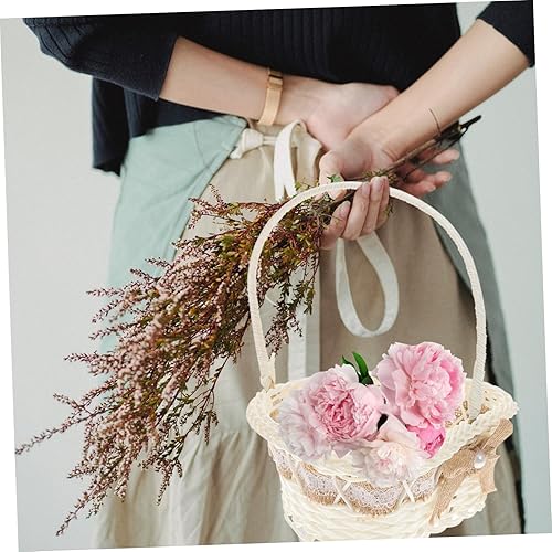 Miniatura 3 de jojofuny Cesta de boda para niña, pétalos, galletas, bolsas pequeñas para recuerdos, cesta de yute de encaje, cesta de yute para niña, cestas para