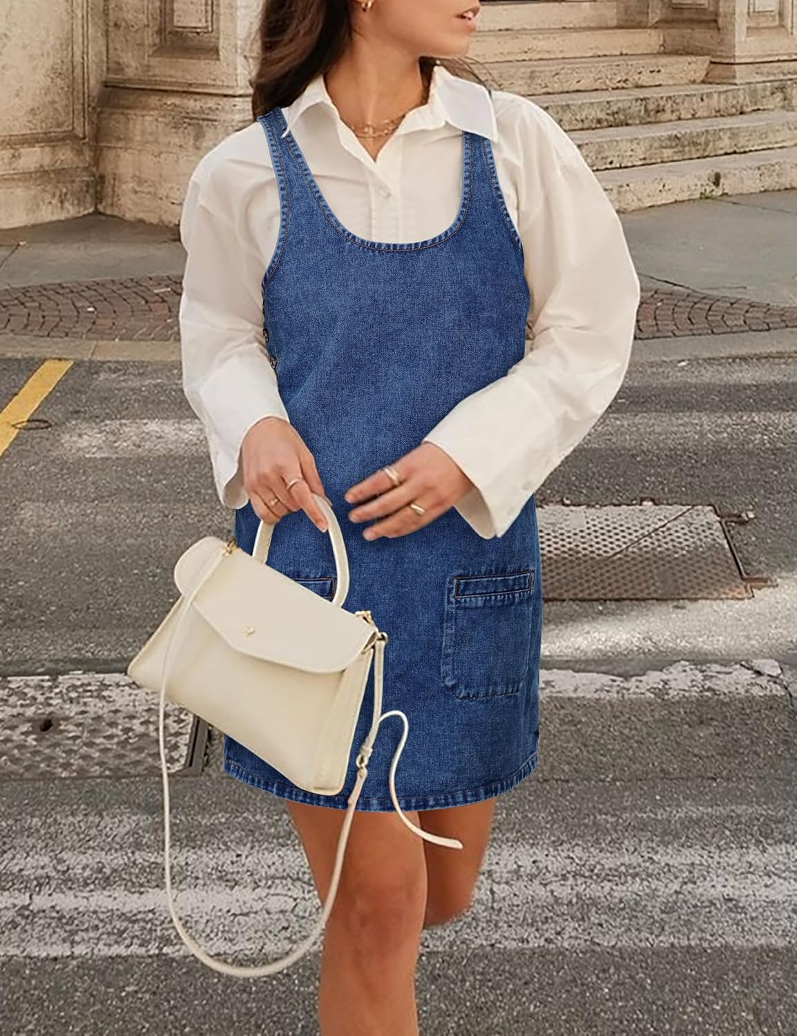 Denim Overall Dress Jean Mini Sleeveless Western Tank Country Concert Romper Dresses with Pockets for Women 2025 - Image 3