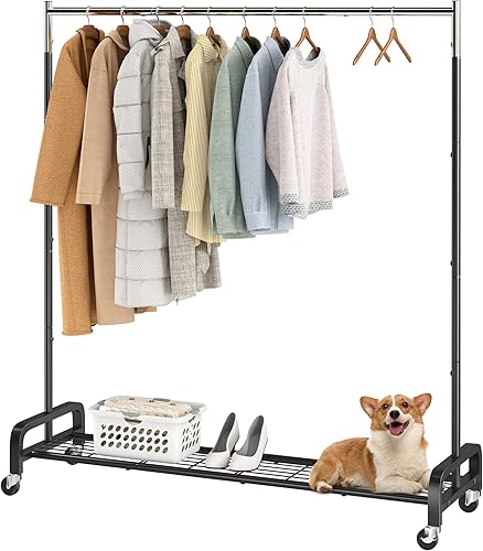 Perchero de ropa portátil con ruedas, perchero resistente para colgar ropa de 59 pulgadas, con ruedas, carga de 220 libras disponible en Yaxa Guatemala