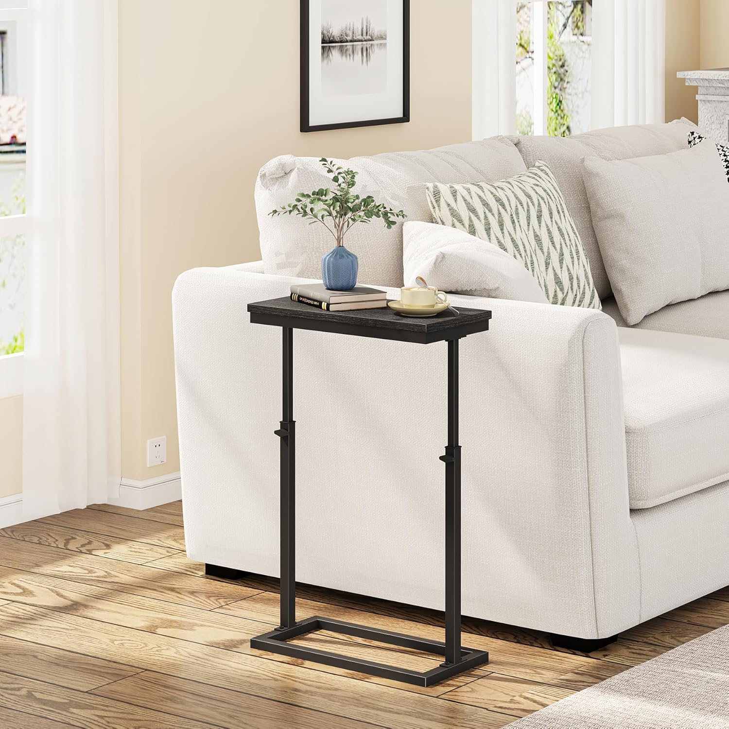 TUTOTAK End Table, Side Table, Tall Couch Table, Sofa Table, Living Room, Bed Room, Black TB01BK0832