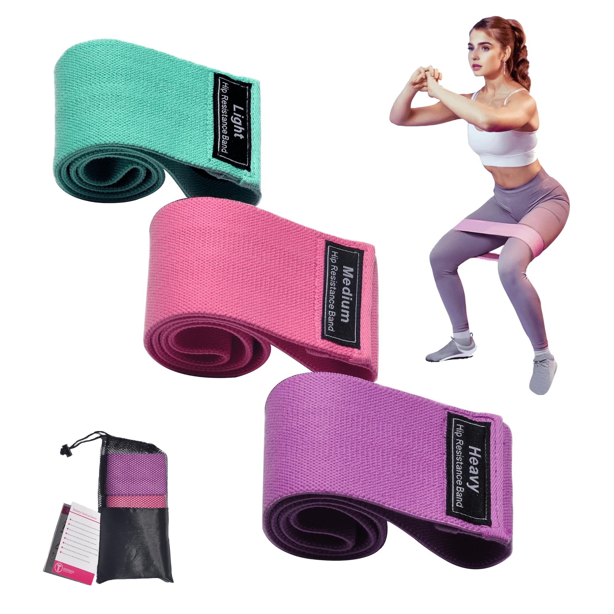 Exercise Bands Fabric Resistance Bands for Working Out Women and Men 3 Levels Workout Bands Non-Slip Booty Bands