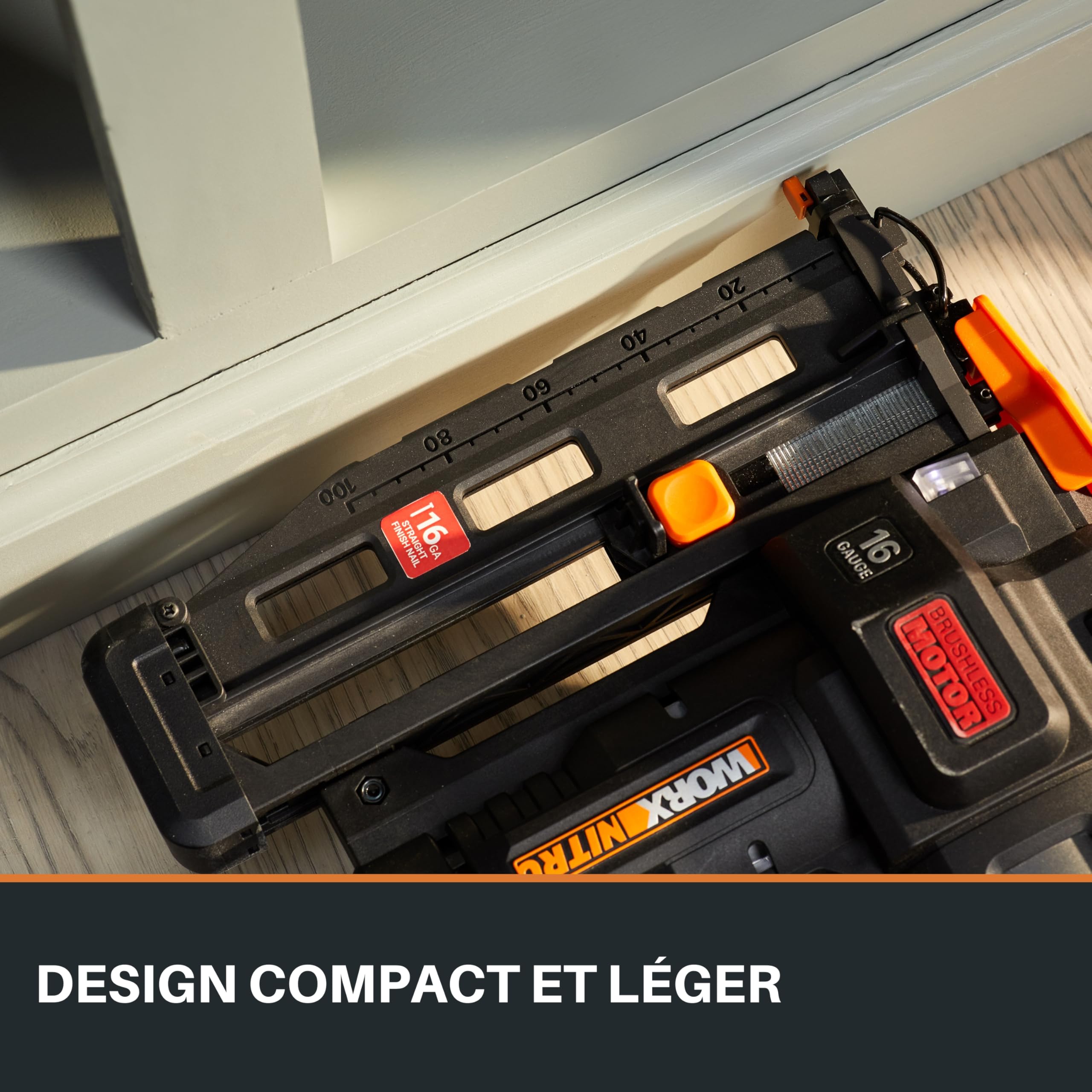 WORX WX841.9 Nitro 20 V Chiodatrice senza filo calibro 16 | Chiodatrice senza fili | Pistola per chiodi alimentata a batteria con rilascio di inceppamenti senza attrezzi| PowerShare - Solo strumento