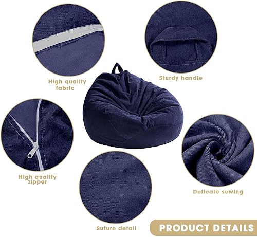 Miniatura 10 de 2 fundas para puf de almacenamiento de animales de peluche, funda para silla, funda de pana suave, puf de peluche, almacenamiento para niños y