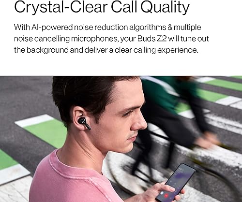 Miniatura 6 de OnePlus Buds Z2 - Auriculares inalámbricos estéreo con control táctil con funda de carga, cancelación activa de ruido, impermeabilidad IP55, para el