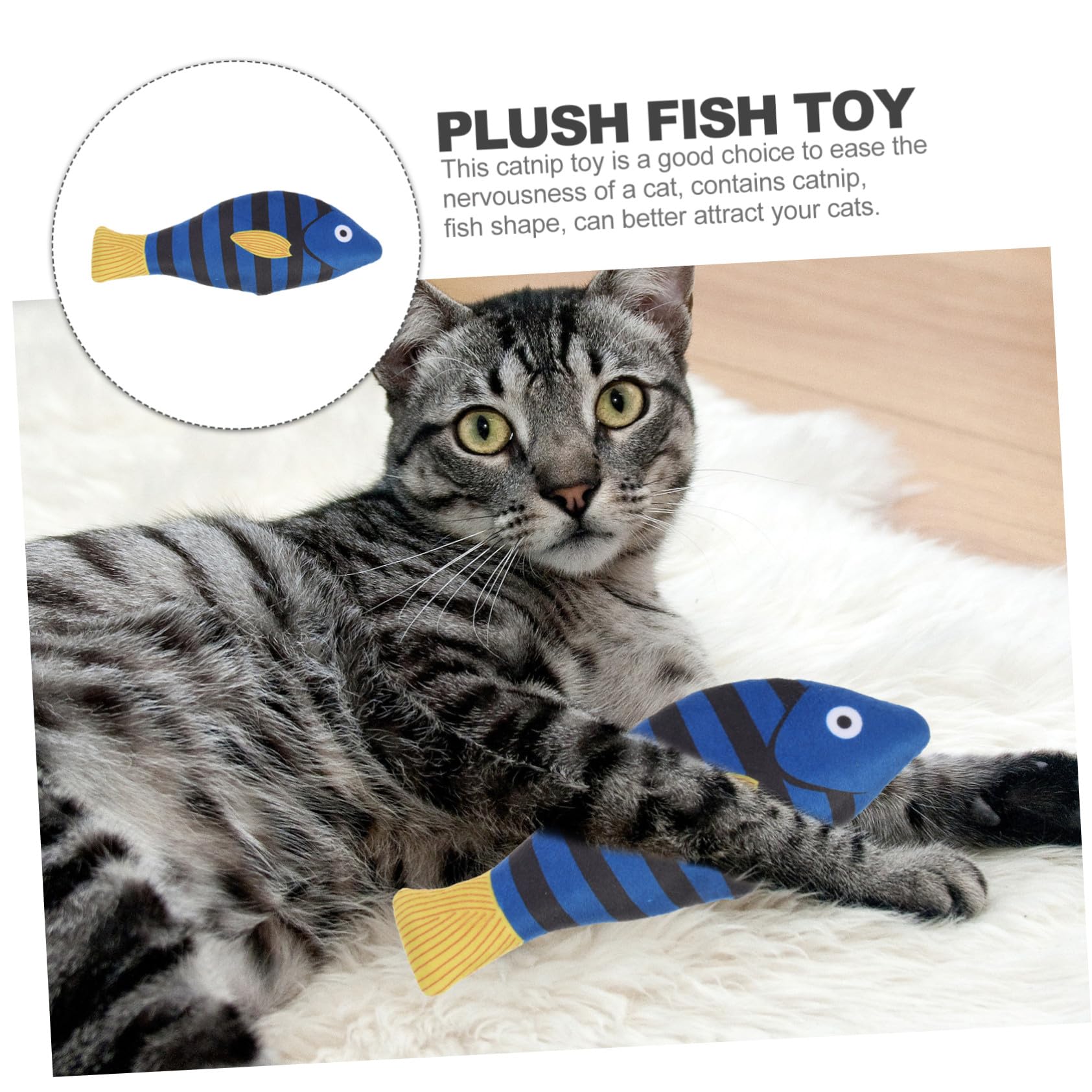 ifundom Jouet de Poisson à Mâcher pour Chat Herbe à Chat Naturelle Peluche Douce Taille Moyenne Intérieur Chatons Adultes