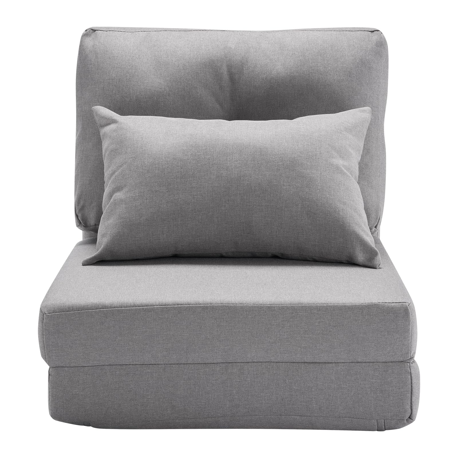 VEVOR Chaise de Sol Pliante, Fauteuil de Sol à 5 Positions réglables, canapé-lit rembourré Pliable avec Dossier réglable, Cadre en métal et Oreiller, Fauteuil Convertible pour Salon, Chambre, Gris