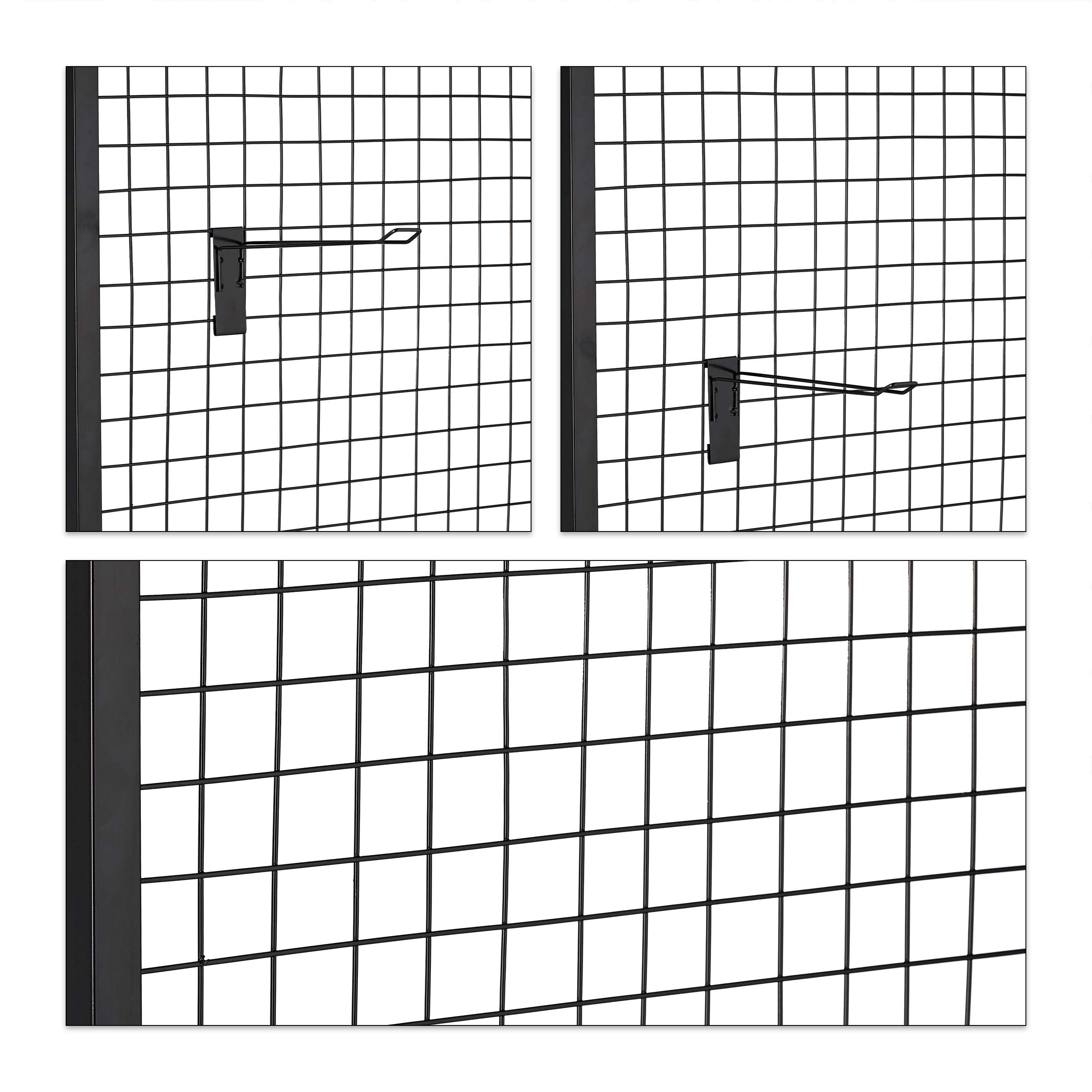 Relaxdays Mostrador de tienda, Panel expositor de rejilla, 10 ganchos, Acero, 21x65,5x44,5 cm, 1 Ud., Negro