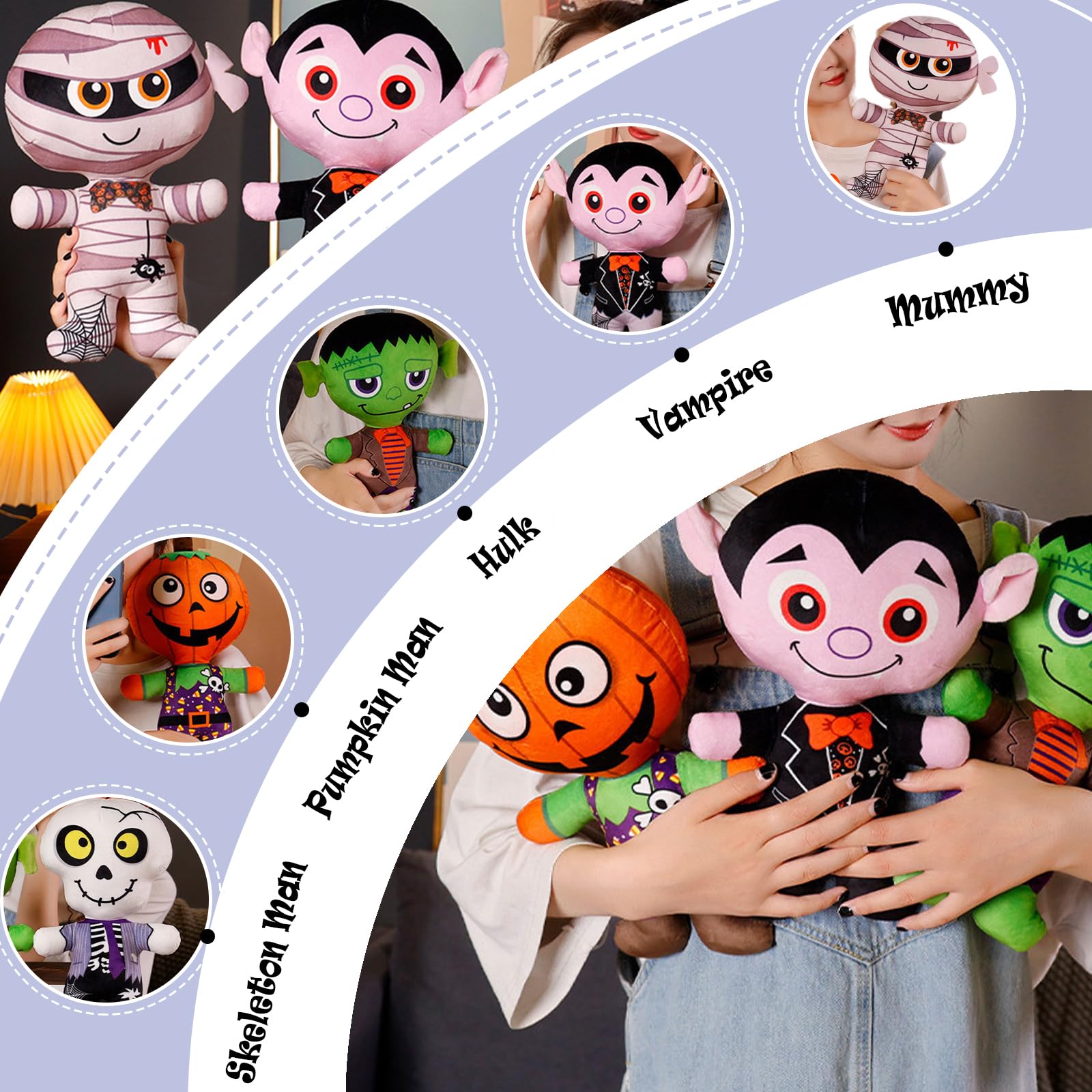 COSORO Halloween Plush Pumpkin Man Stuffed Dolls,30cm Pumpkin Man Plush Doll Soft Halloween Scary Scream,Halloween Monster Stuffed Animal Pumpkin Plushies Pillow - Image 2