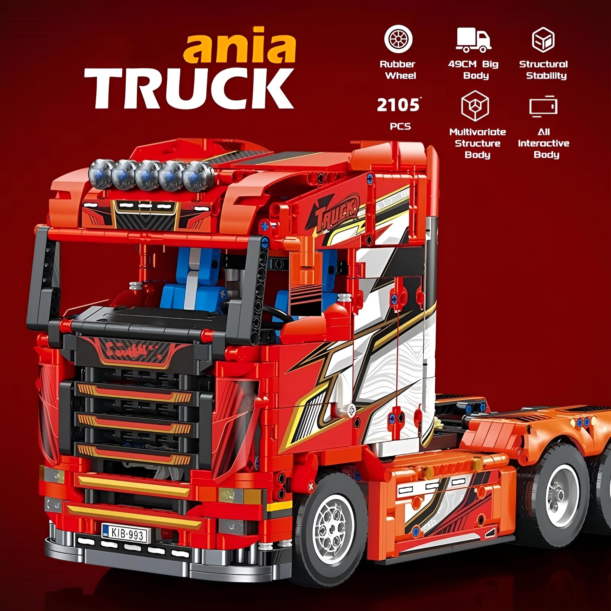 Technik LKW Bausteine Set, 1708 Teile Tractor Bausteine Modell Bausatz, Tractor Truck Klemmbausteine, LKW Bausatz Modell Spielzeug, Geschenke für Erwachsene, Kompatibel mit L***