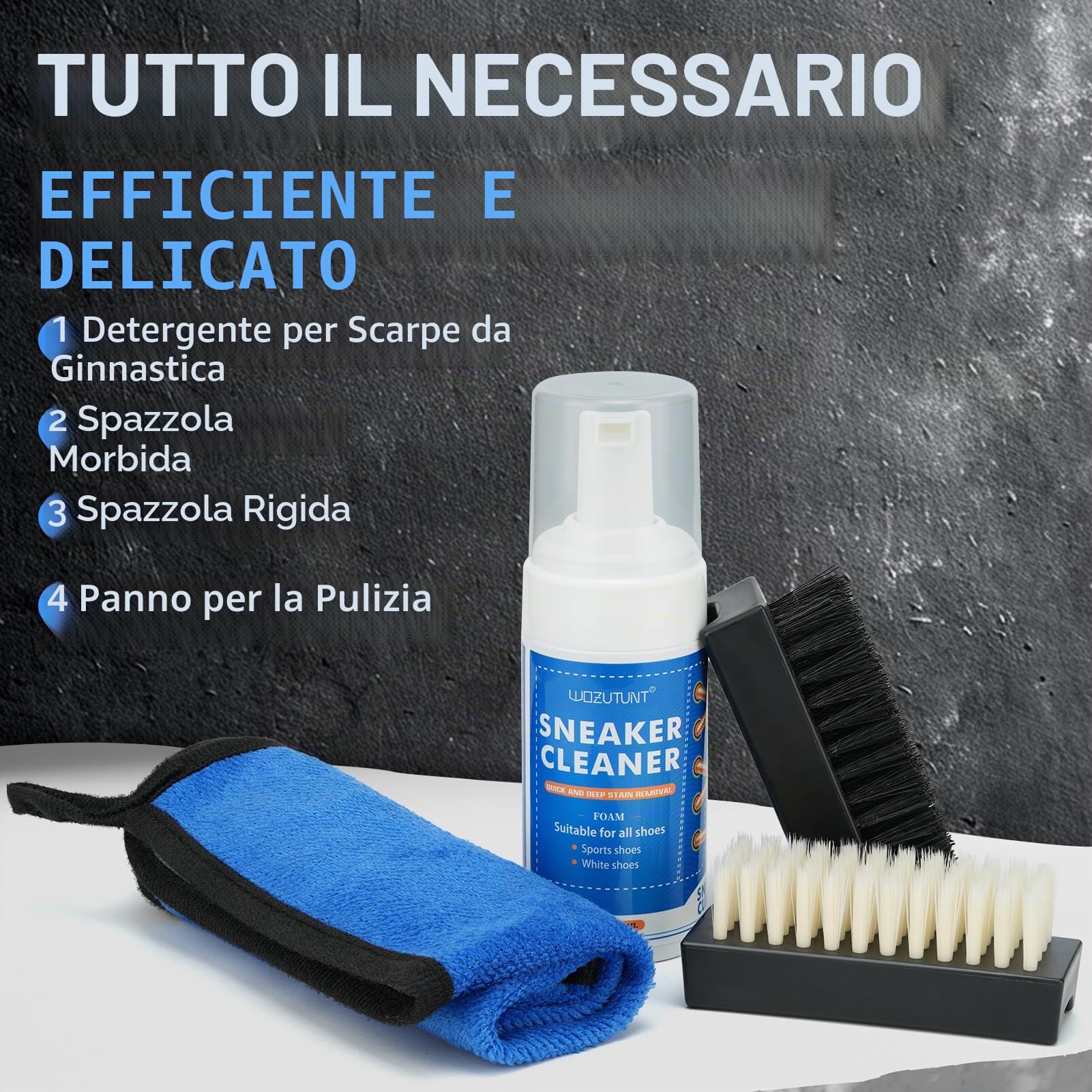 Kit per la pulizia delle scarpe con spazzola, detergente per scarpe per rimuovere macchie e sporco, prodotti per la cura delle scarpe bianche, cuoio, maglia, stivali, tela, camoscio