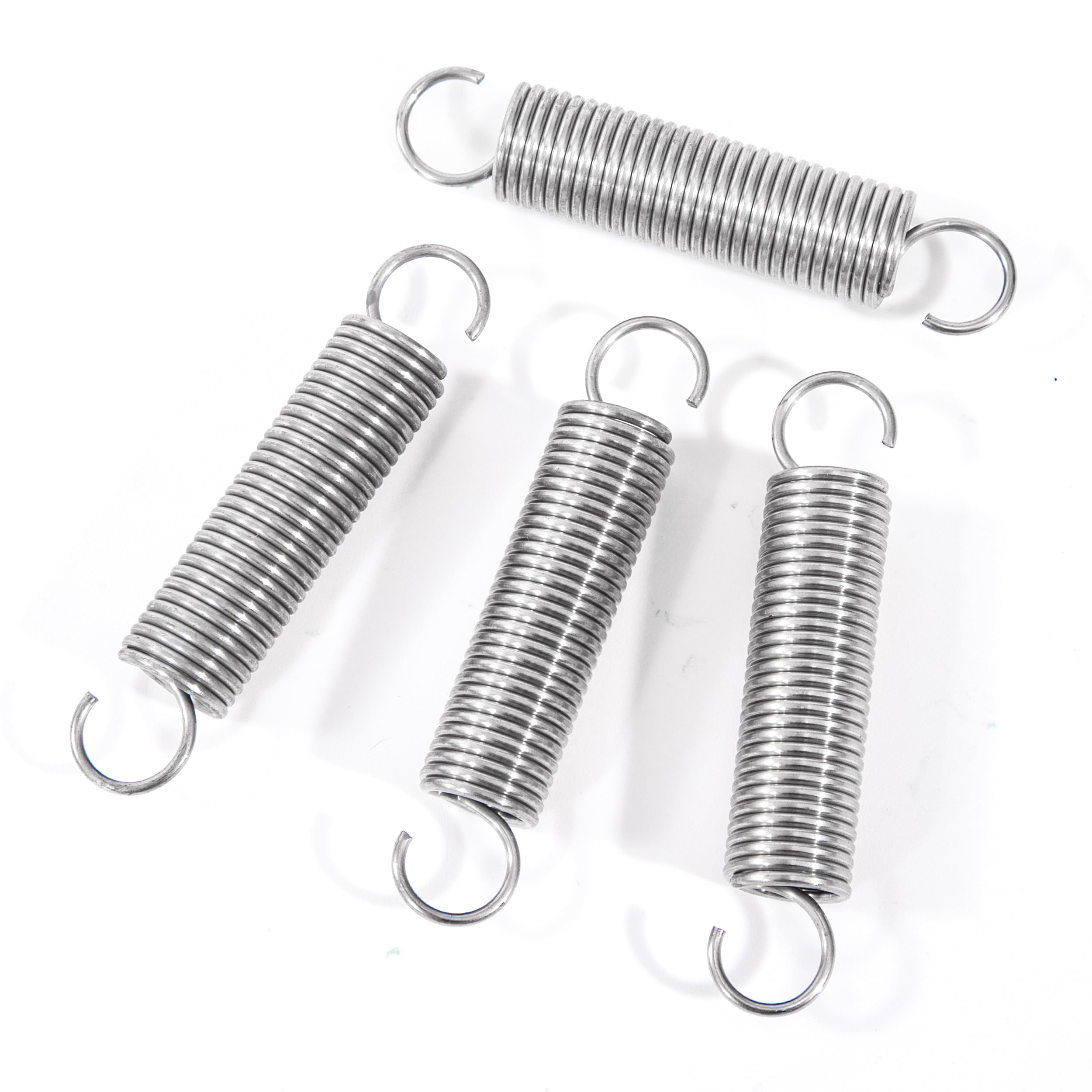 Sprężyny naciągowe 50 mm sprężyna naciągowa podwójny hak ze stali nierdzewnej średnica drutu 1,1 mm średnica zewnętrzna 10 mm ciągnięcie 2,37 kg 4 sztuki
