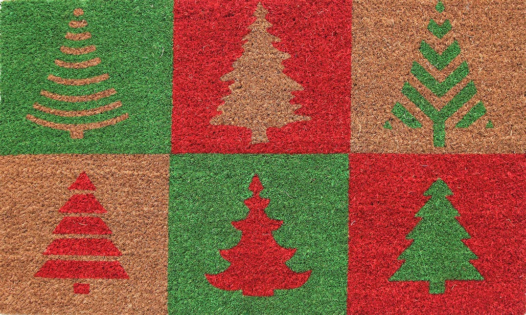 Coco&Coir Everything In A Nutshell Brown Coco&Coir Door Mat | Non-Slip | Thick Coir | Premium Quality | Rubber Backed | Eco-Friendly | Indoor | Outdoor | Heavy Duty | Christmas Theme | Xmas Entrance Door Mat | 45 X 75 Cm (Christmas Tree)