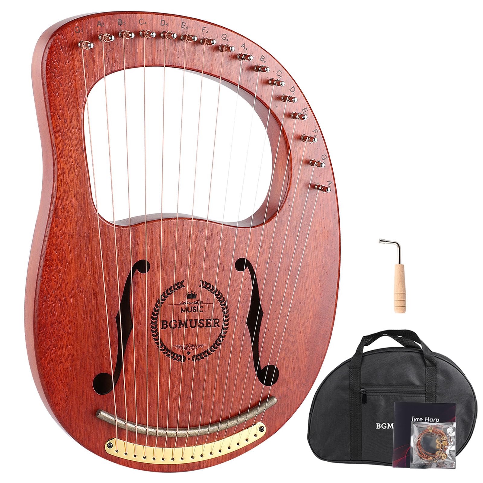 Amazon.com: BGMUSER Lyre Harp 16 Metal Strings,Mahogany Body and