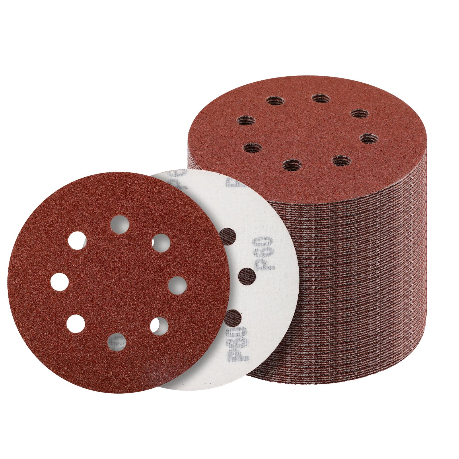 Photo 1 of ALUOXIGALA 120 PCS 5-inch Sanding Discs Hook and Loop Sanding Discs 60/80/100/120/180/240/320/400/600 Fine Grits Sandpaper Assortment for Random Orbital Sander Variety Grit, 8-Hole