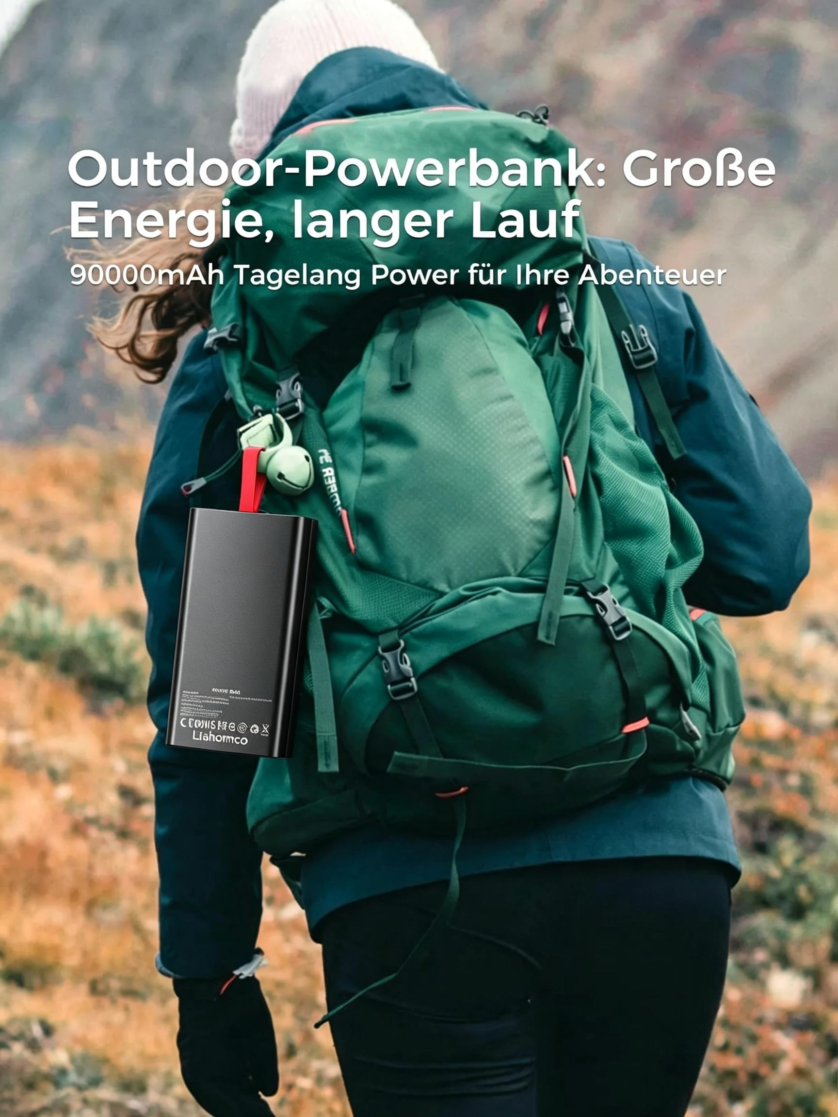 Power Bank 90000mAh, große powerbank, Externer Handyakku PD 30W& QC 4.0 Schnell Aufladende Powerbank, USB C 5 Ausgängen & 2 Eingängen mit LED Display Tragbares Ladegerät für iPhone,Camping, Outdoor