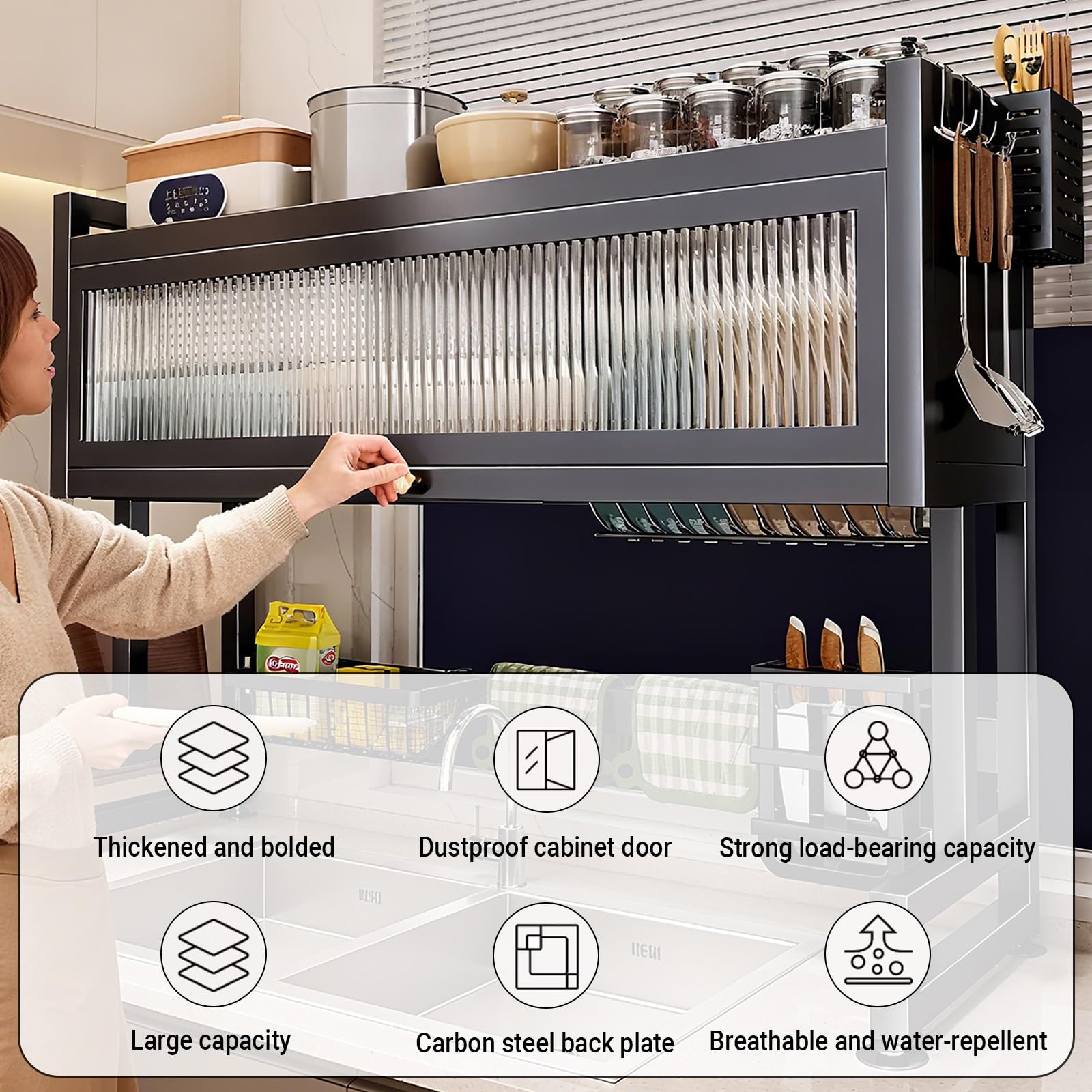 Escurridor de platos plegable para encimera de cocina, gran capacidad para platos, vasos y cubiertos
