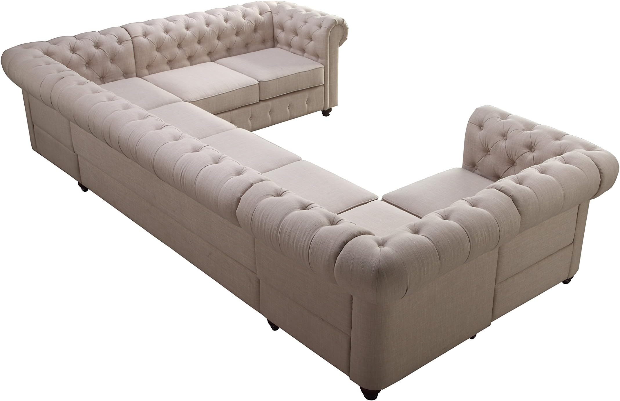 Millbury Home Garcia Upholstered Fine Polyester Collection Tufted U-Shaped, 8-Seat with Armrest, Sectional Sofa for Living Room Apartment, Beige