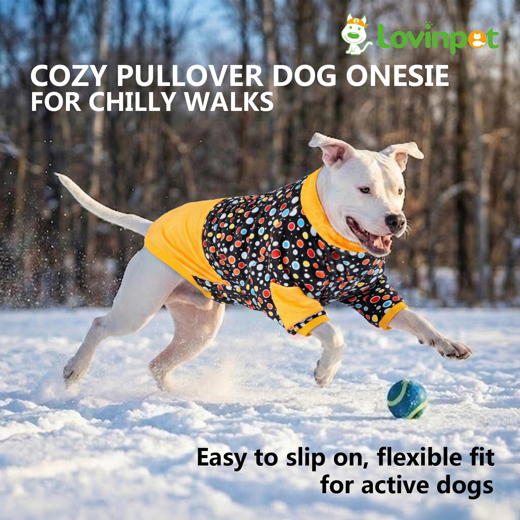 LovinPet Große Hundepullover: verbesserte Passform, leichte Flanell-Hunde-Winterbekleidung, hautfreundlicher Stoff, leuchtet im Dunkeln, schwarze Drucke, Hundekleidung für kleine Hunderassen
