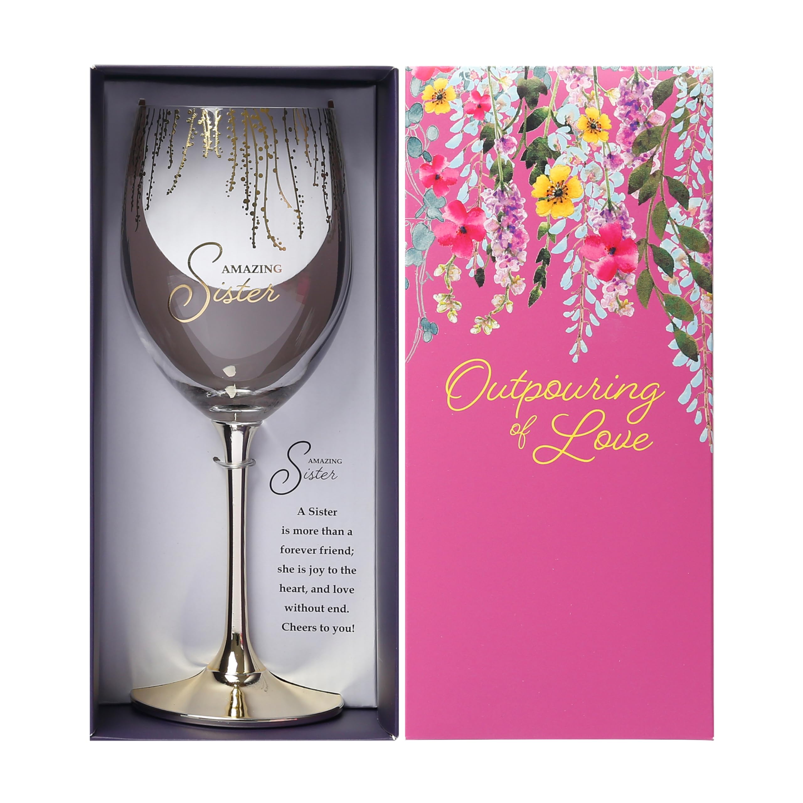 Pavilion - Amazing Sister - 19 oz Stemmed Wine Glass Stepsister Sister-in-Law Present from Sibling Brother