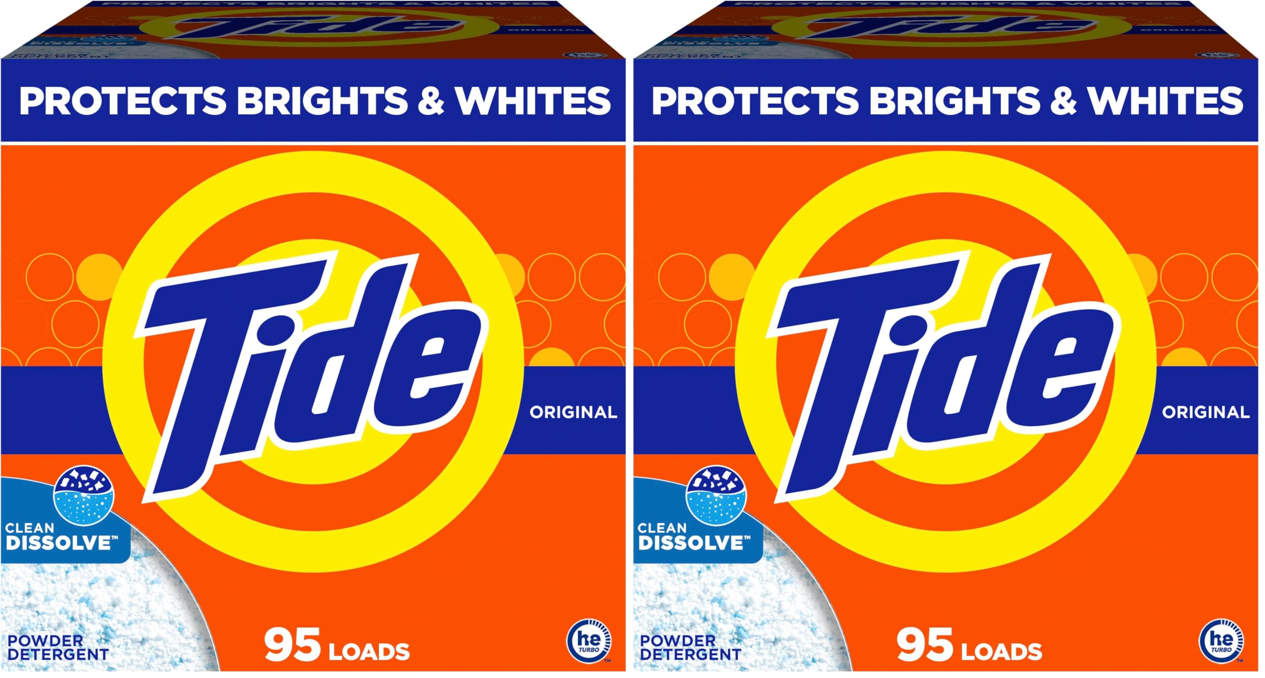 Tide Powder Laundry Detergent, Original Scent, 95 Loads, 108 Ounce (Pack of 2)