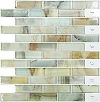Vista 8 de YOFUN 10-Sheet Thicker Peel and Stick Back Kitchen Backsplash Marble Look Decorative Tiles 12"x12