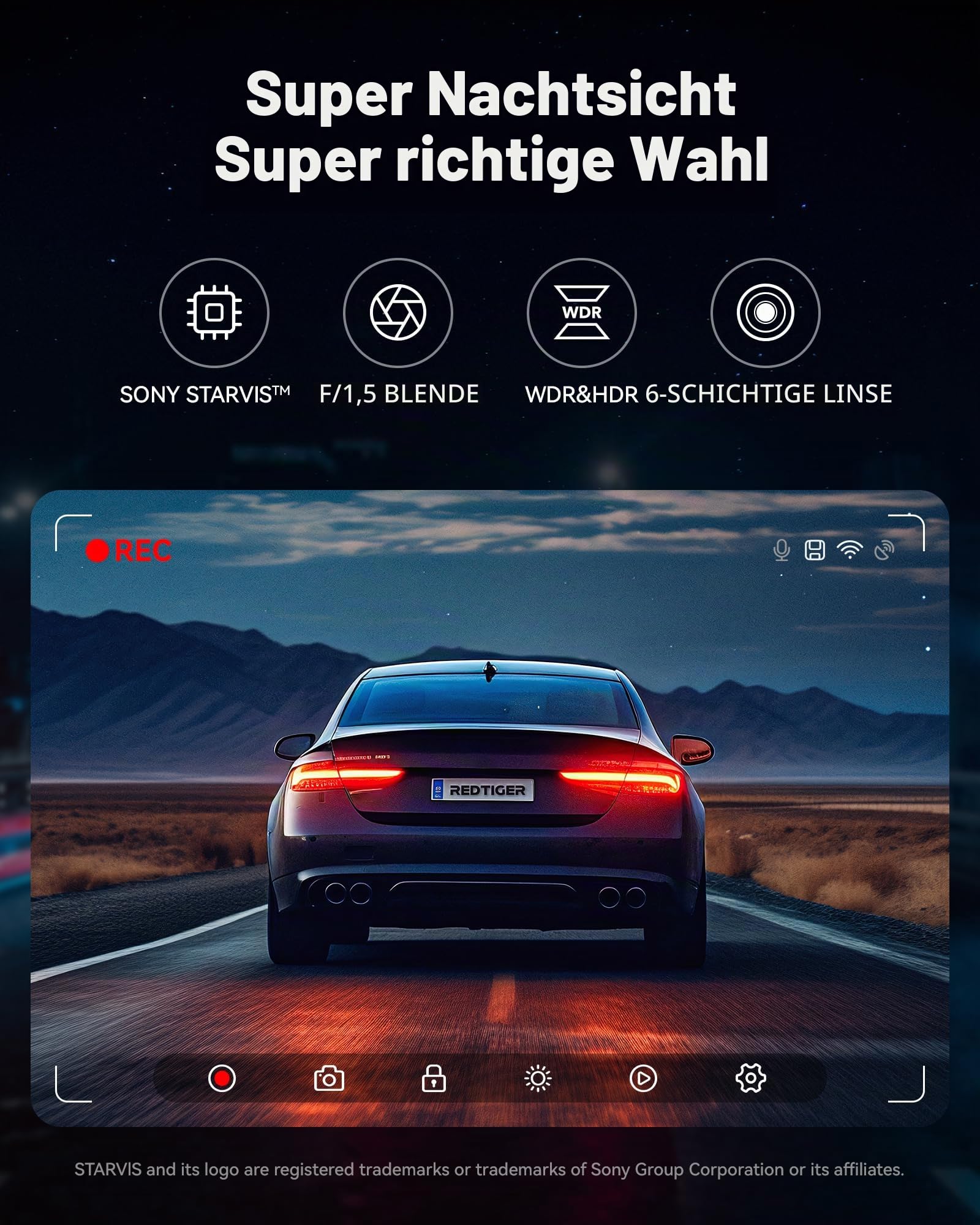 REDTIGER F7NP Dashcam und OBD Hardwire Kit, 4K Starvis 2 Dashcam Auto mit integriertem GPS, WLAN und mitgelieferter Speicherkarte