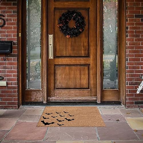Miniatura 2 de Tapete de puerta de Halloween para decoración del hogar, tapete de bienvenida con calavera para puerta delantera, interior y exterior, tapete de