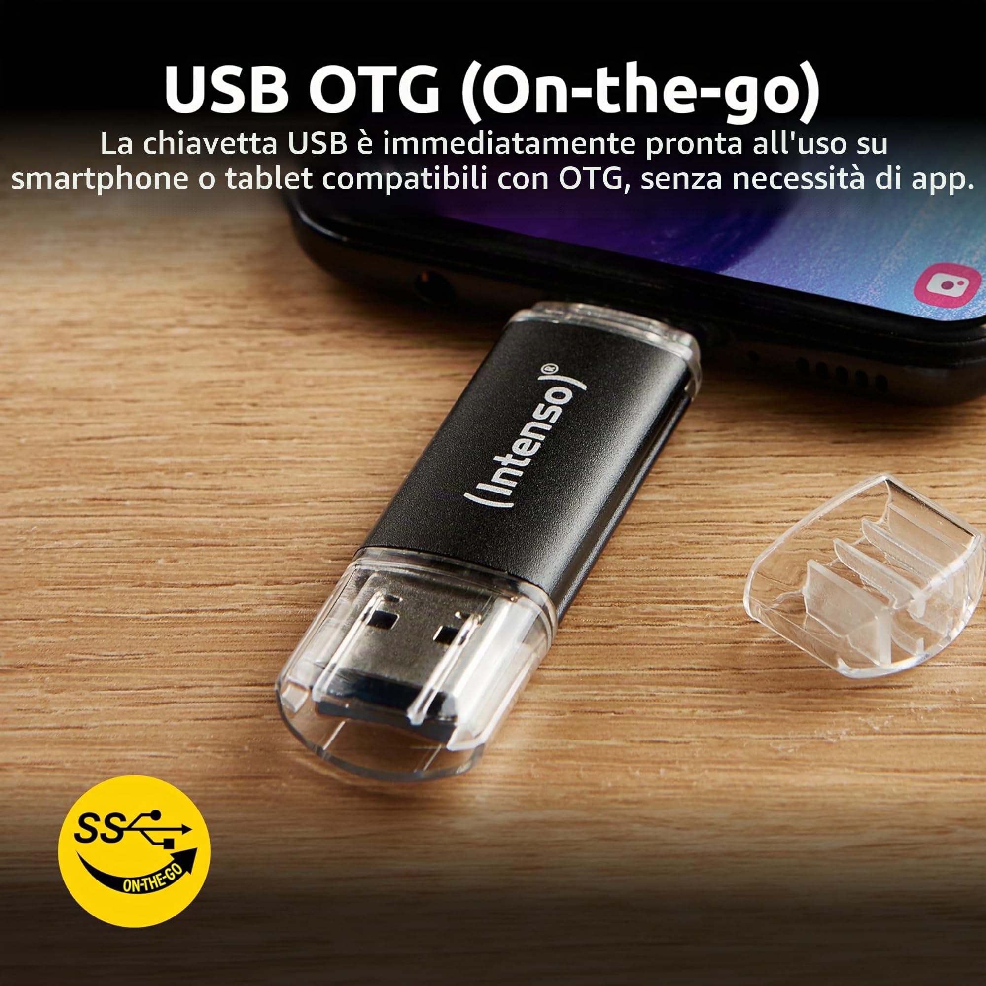 Intenso Twist Line 32 GB - Chiavetta USB Dual 3.2 Gen 1x1, USB-C e USB-A, 70 MB/s, antracite