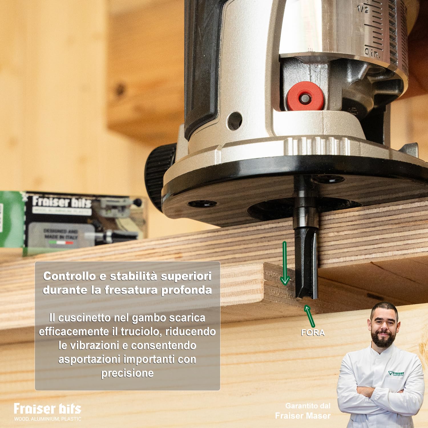 Fraiser - Microfresa a copiare con cuscinetto per legno, diametro 8 mm, gambo 8 mm, per fresatrice verticale e rifilatore